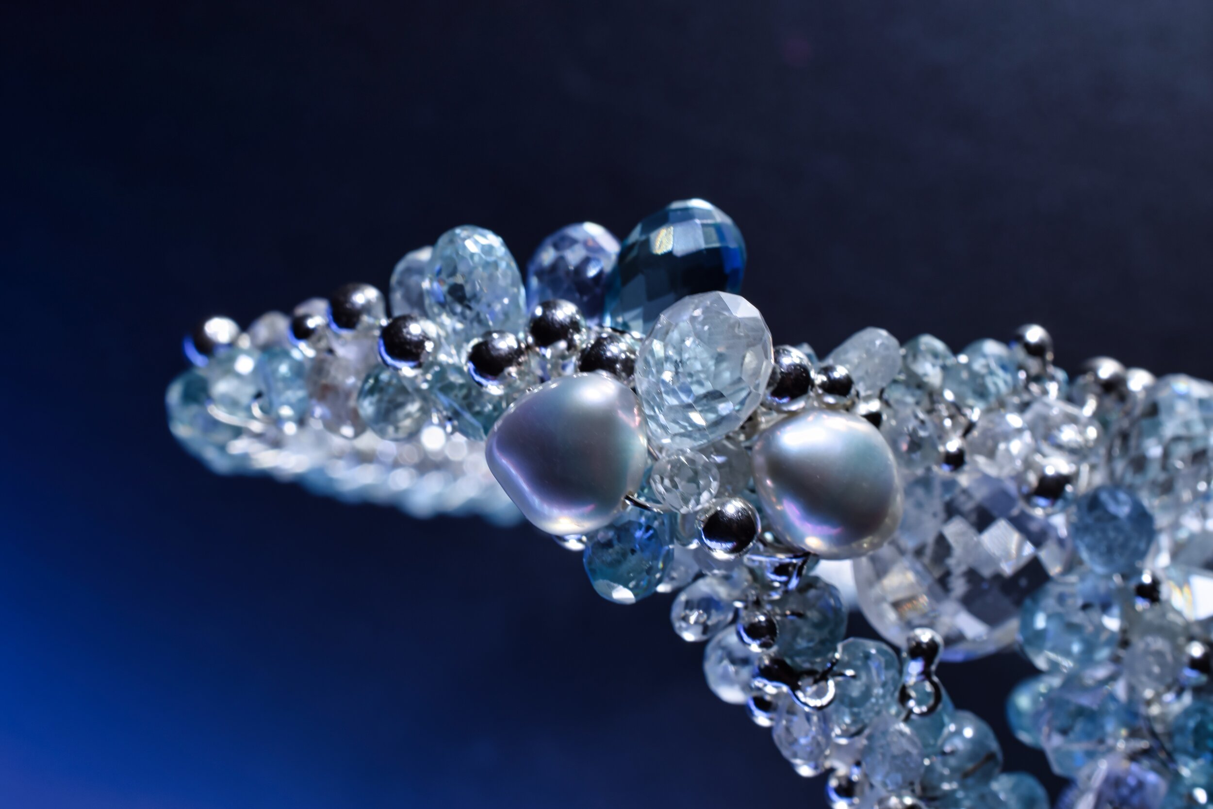 Gemstone Encrusted Bracelet with Aquamarine and Zircon