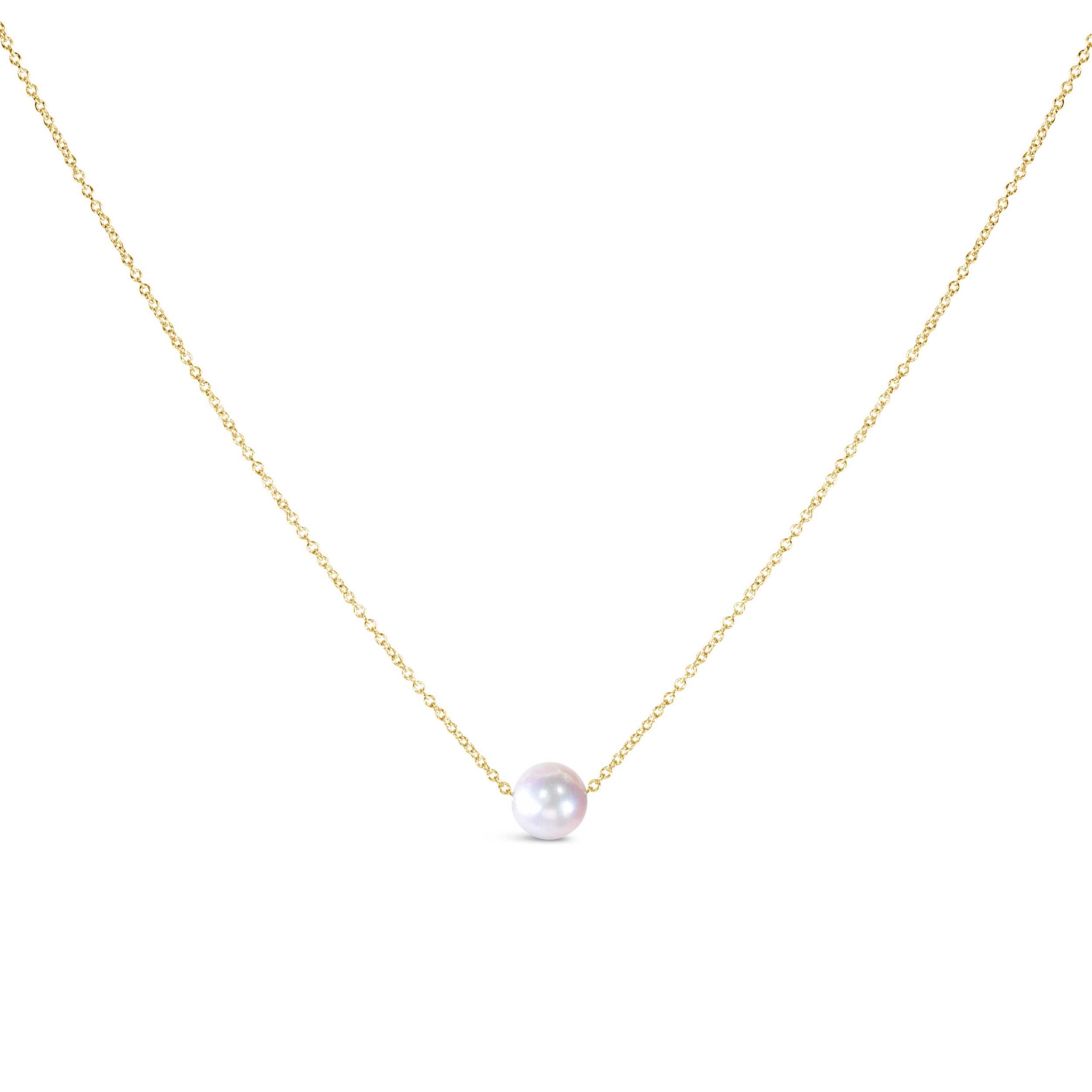 14K Single Pearl Circle Necklace