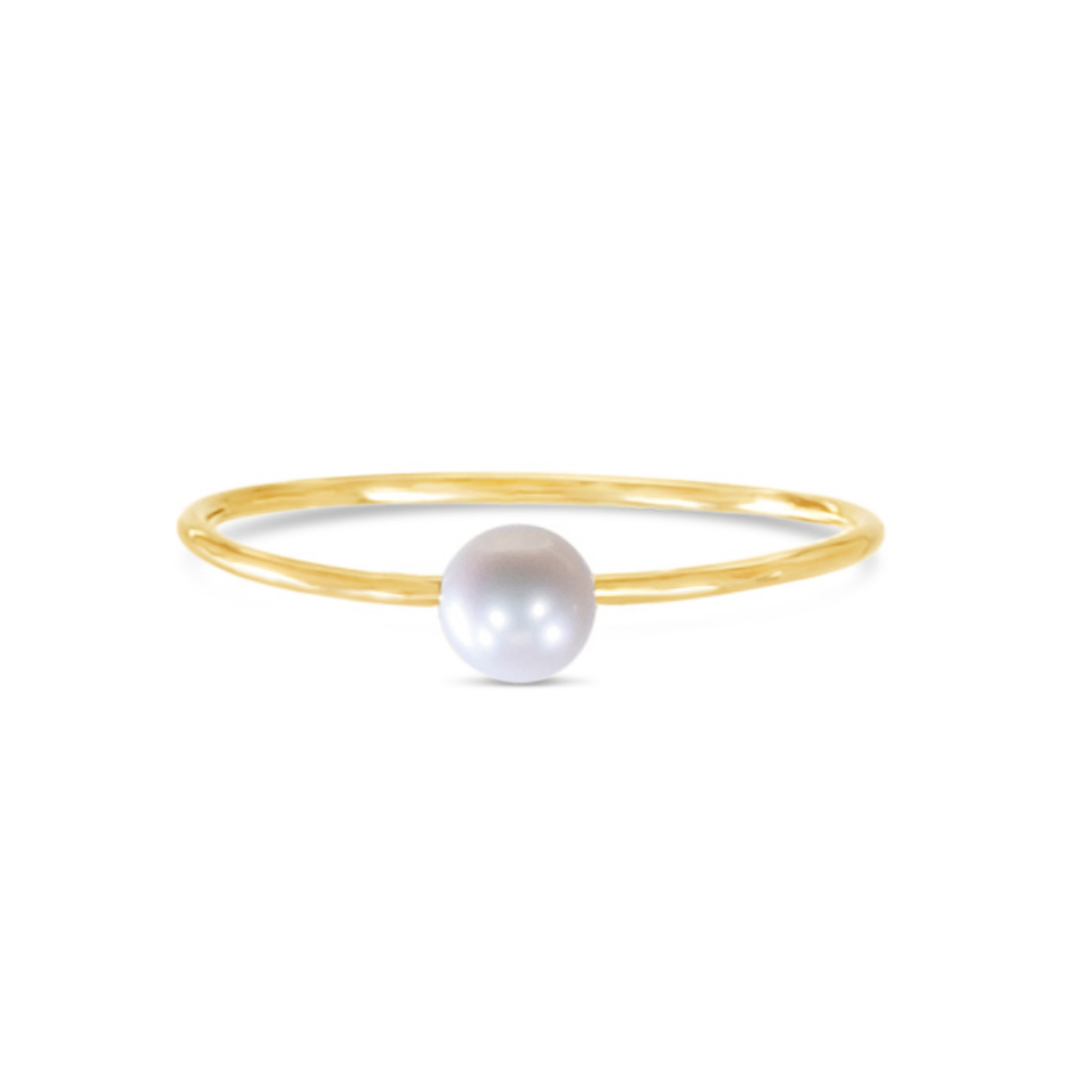 14K Single Pearl Stacking Ring