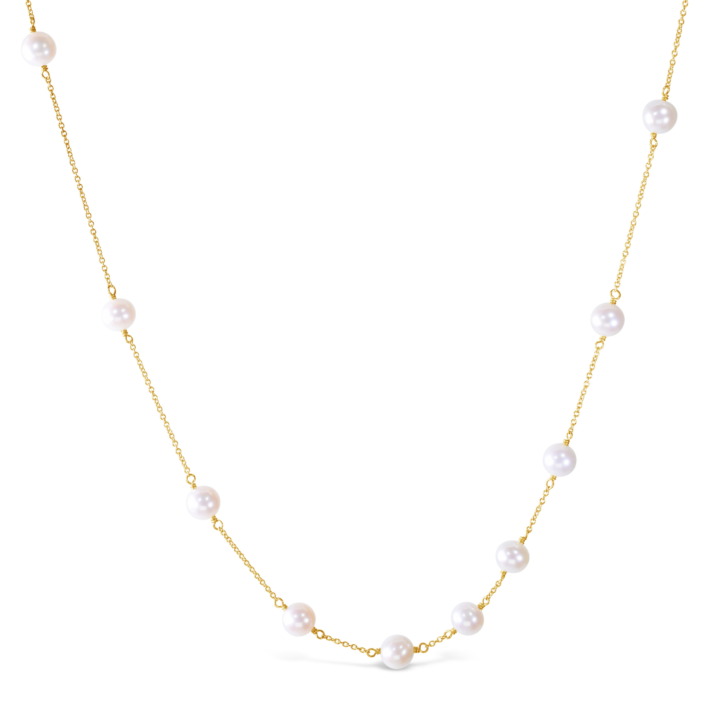 14K Long Layering Multi-Pearl Necklace