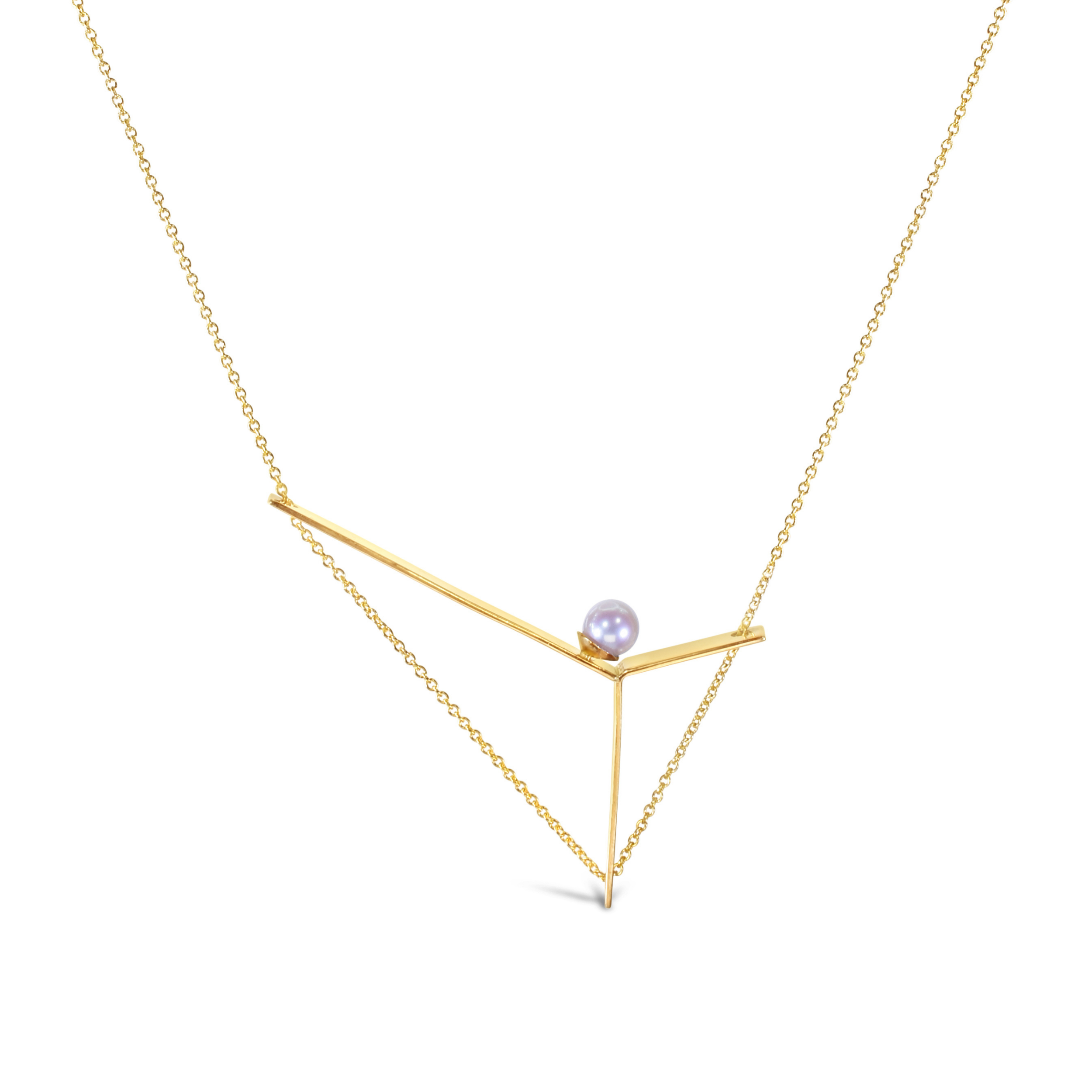 14k Gold-Filled Y-Bar with Single Pearl Necklace