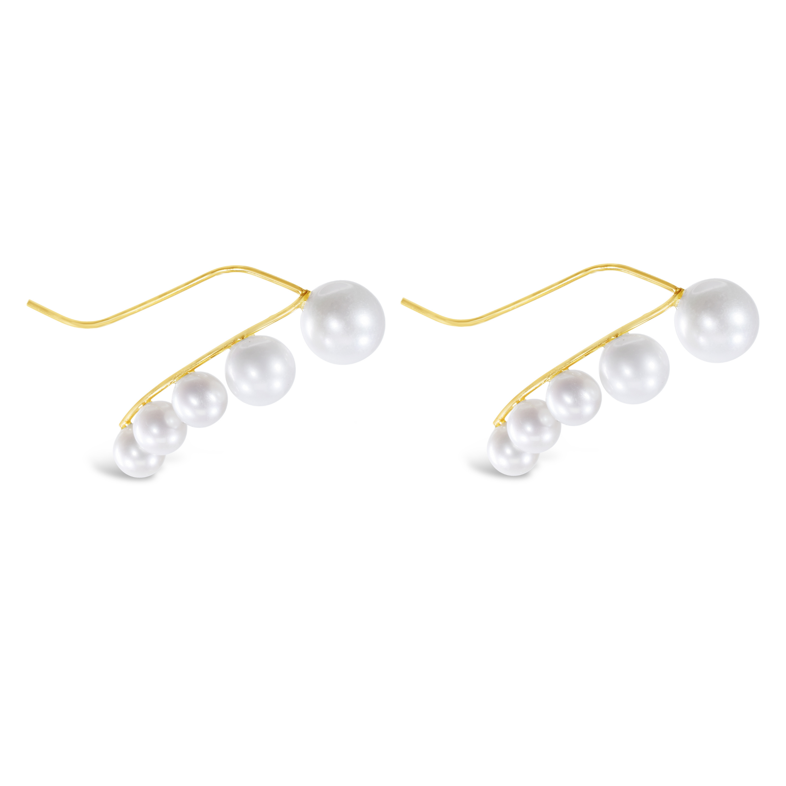 14K Graduating Pearl Ear Climber Earrings