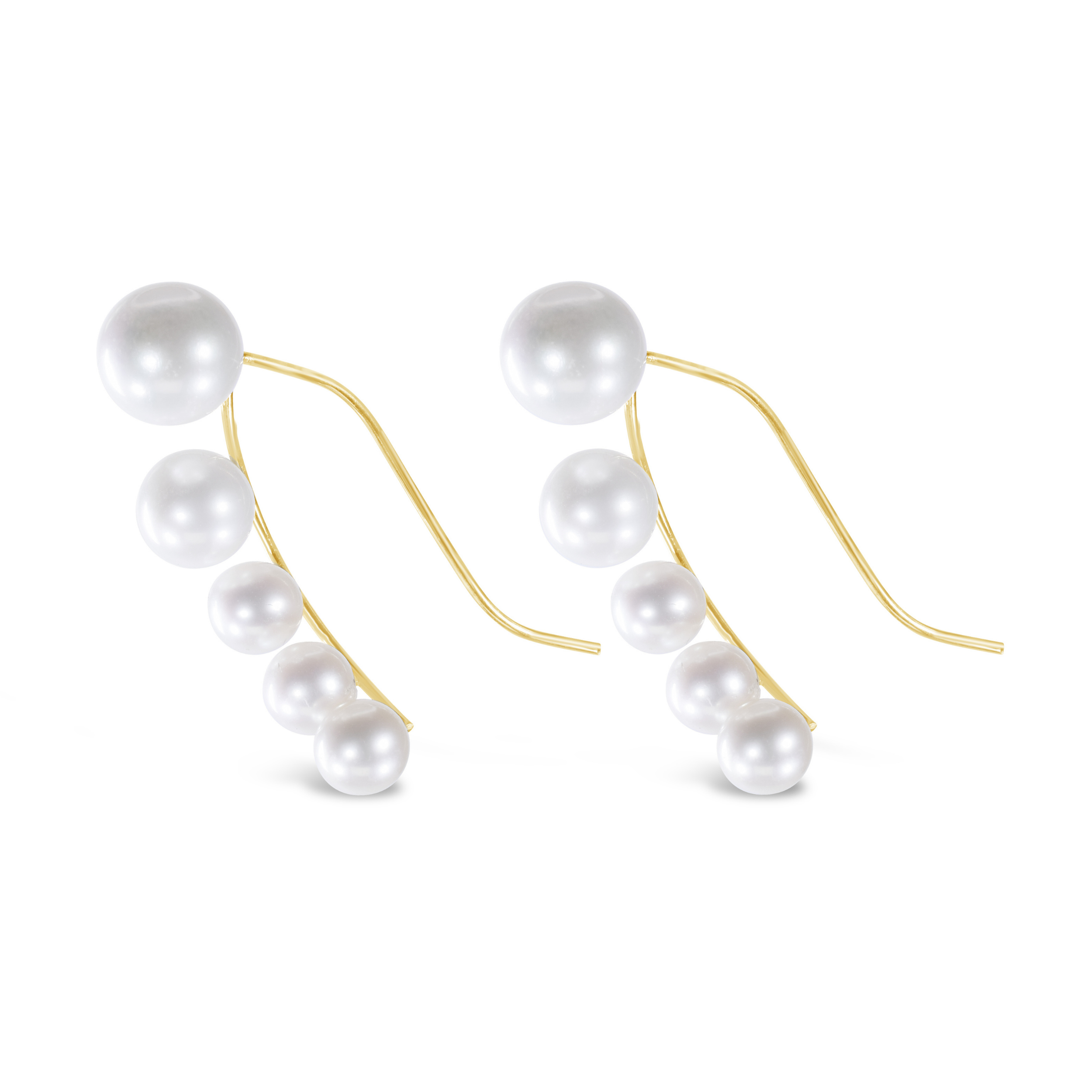 14K Graduating Pearl Ear Climber Earrings