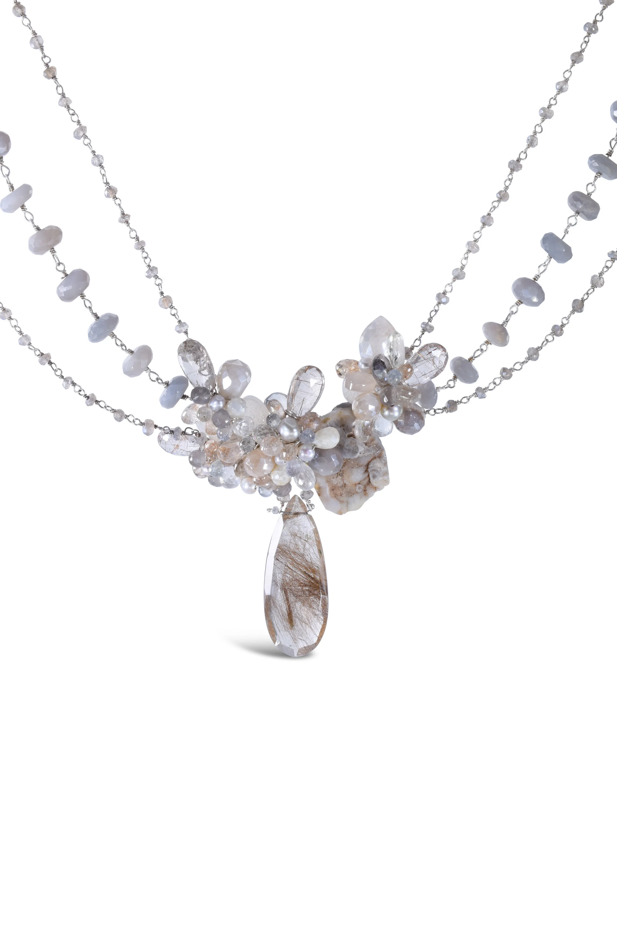 Rutilated Quartz with Druzy Necklace