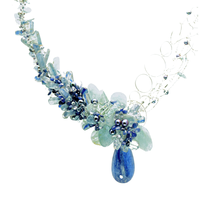 Aquamarine, Blue Sapphire & Apatite Statement Necklace, by Andrea Li