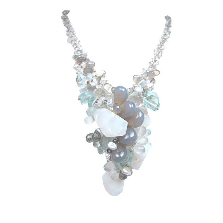 Moonstone & Aquamarine Statement Necklace, by Andrea Li