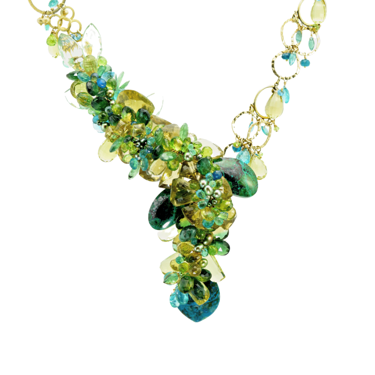 Chrysocolla, Topaz & Apatite Statement Necklace, by Andrea Li