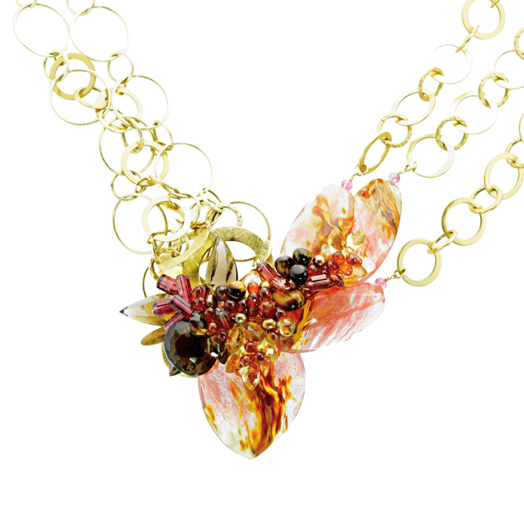 Fire Agate & Pink Tourmaline Statement Necklace, by Andrea Li