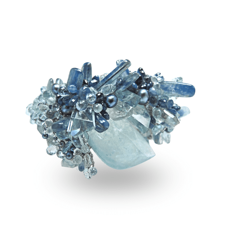 Aquamarine, Blue Sapphire & Kyanite Statement Cuff, by Andrea Li
