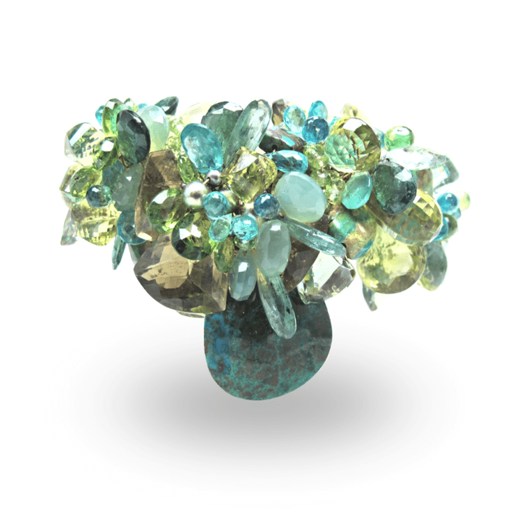 Chrysocolla, Topaz & Apatite Statement Cuff, by Andrea Li