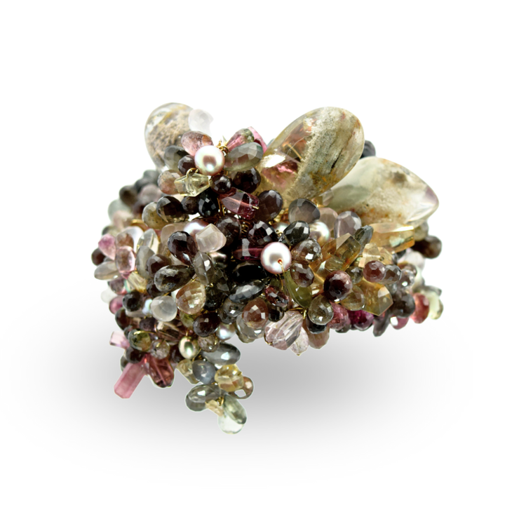 White Lodalite &  Spinel Statement Cuff, by Andrea Li
