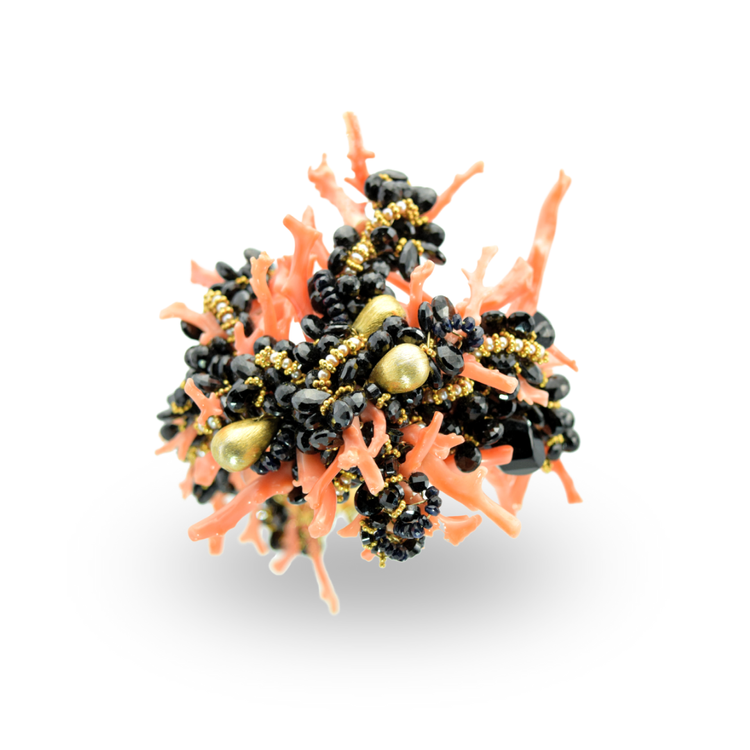 Natural Coral & Spinel Statement Cuff, by Andrea Li