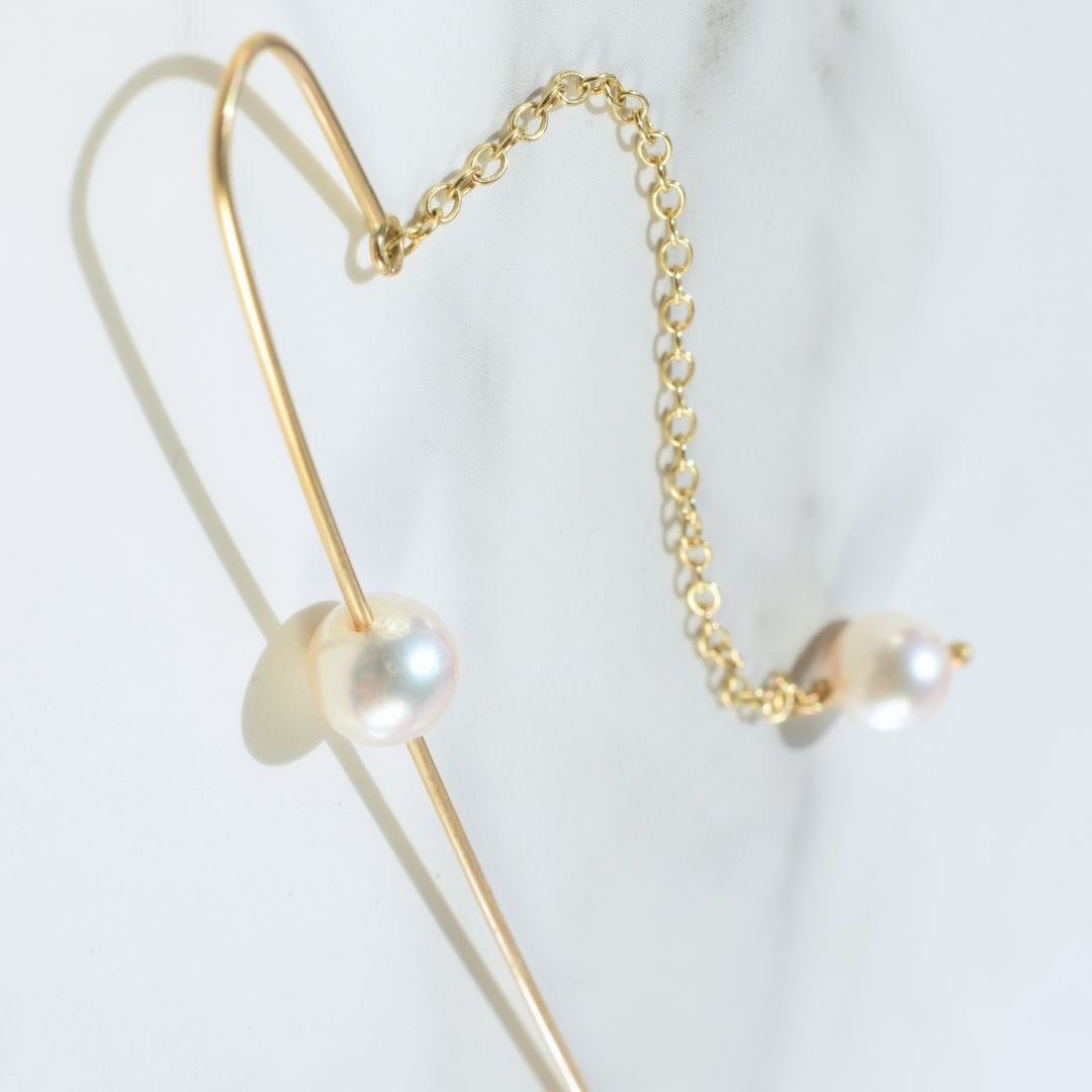 14K Long Ear Threader with Chain and Two Pearls (3).jpg