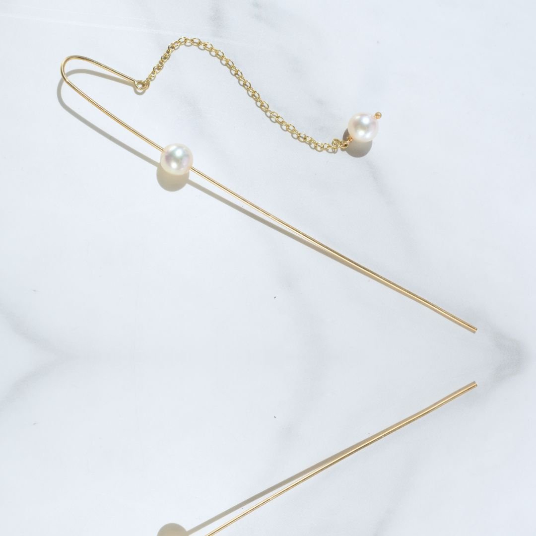 14K Long Ear Threader with Chain and Two Pearls (4).jpg