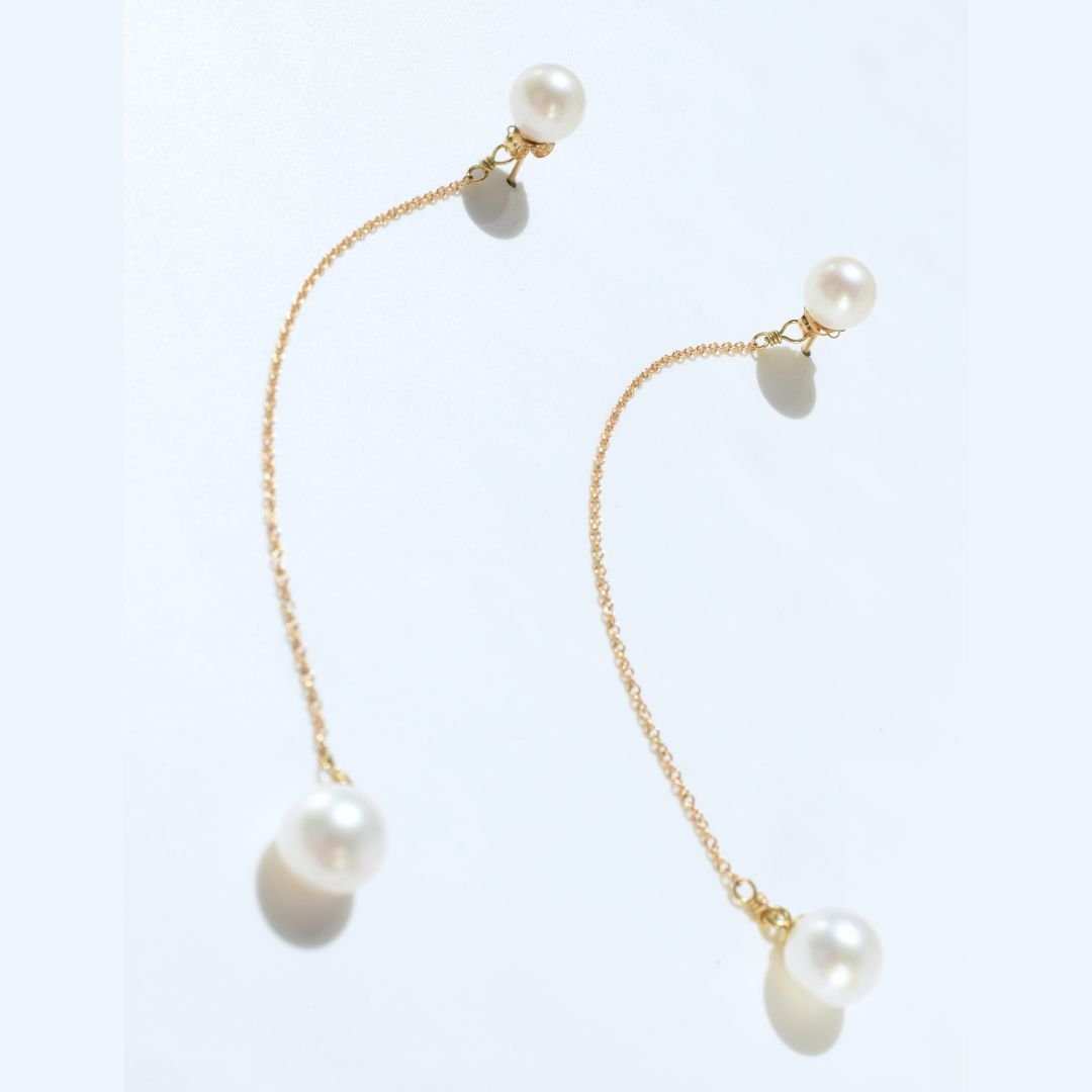 14K Two Pearl Post Earring with Chain Drop (4).jpg