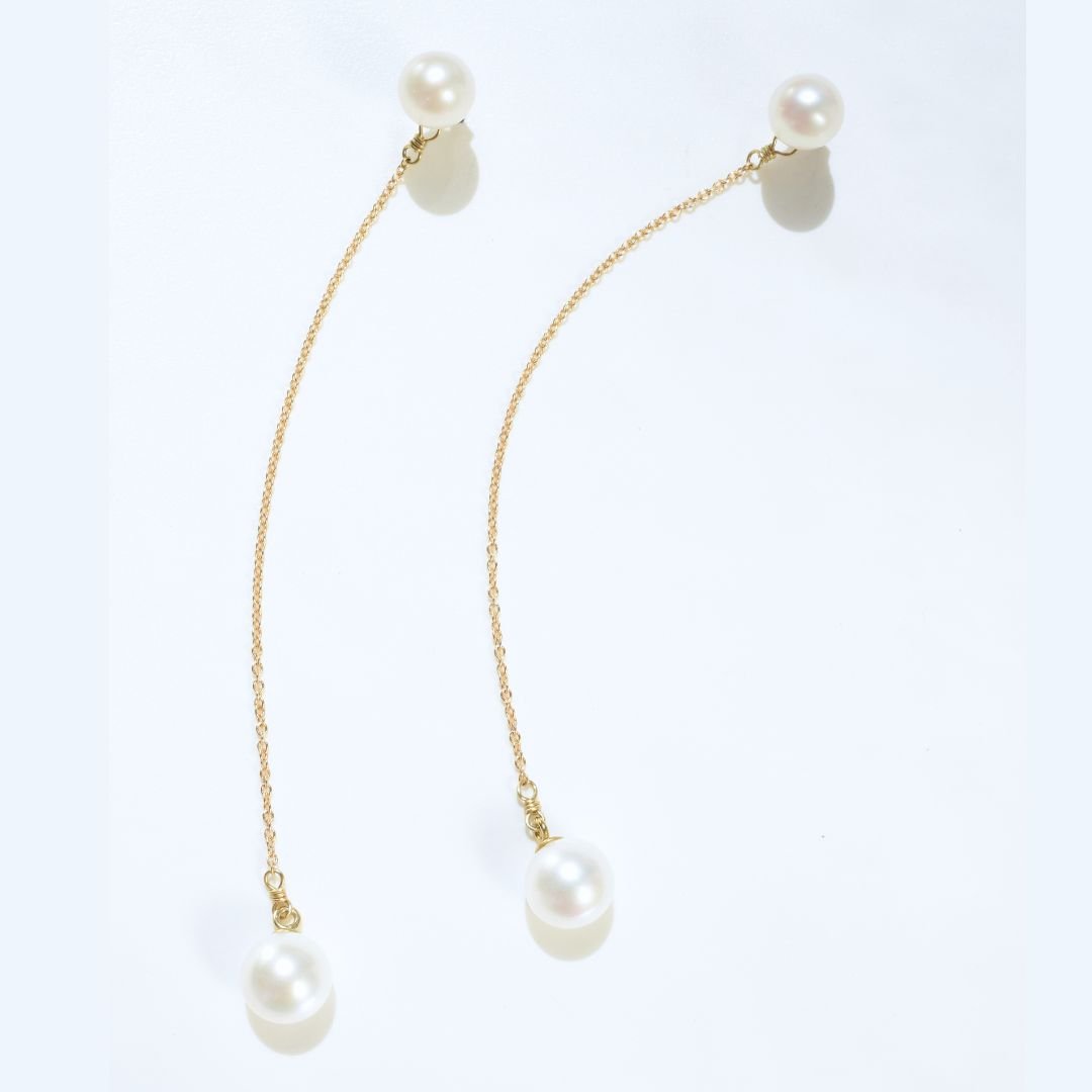 14K Two Pearl Post Earring with Chain Drop (5).jpg