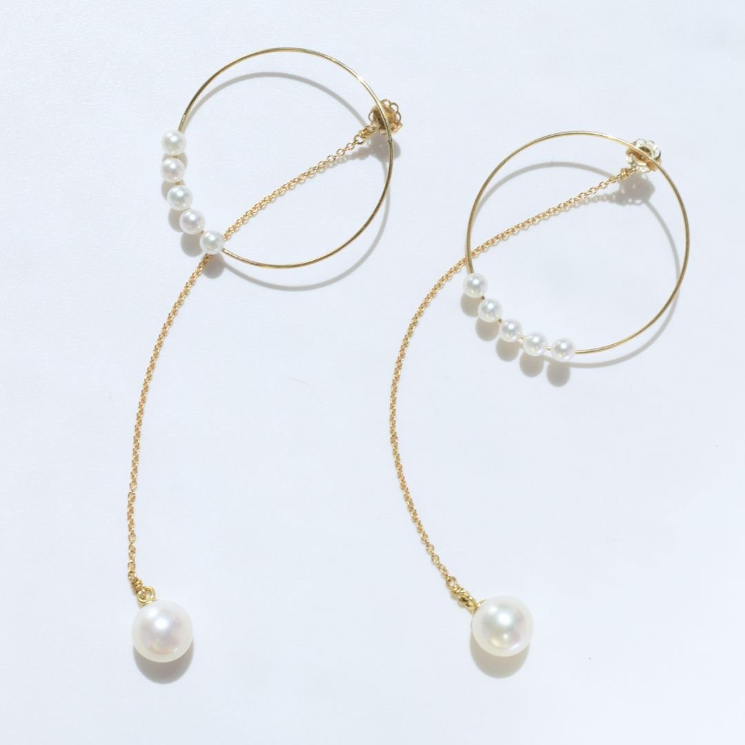14k Five Pearl Hoop Earrings with Pearl Drop (2).jpg