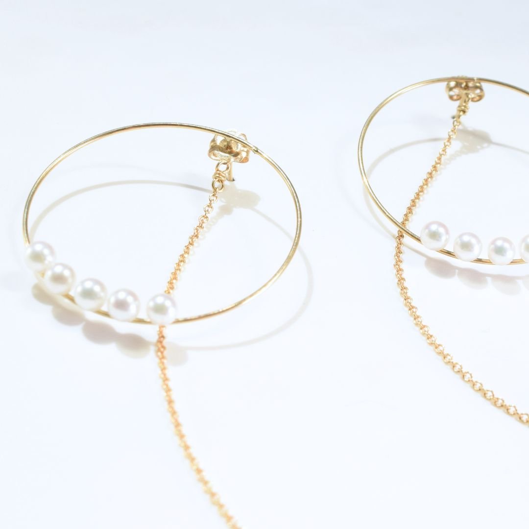 14k Five Pearl Hoop Earrings with Pearl Drop (3).jpg