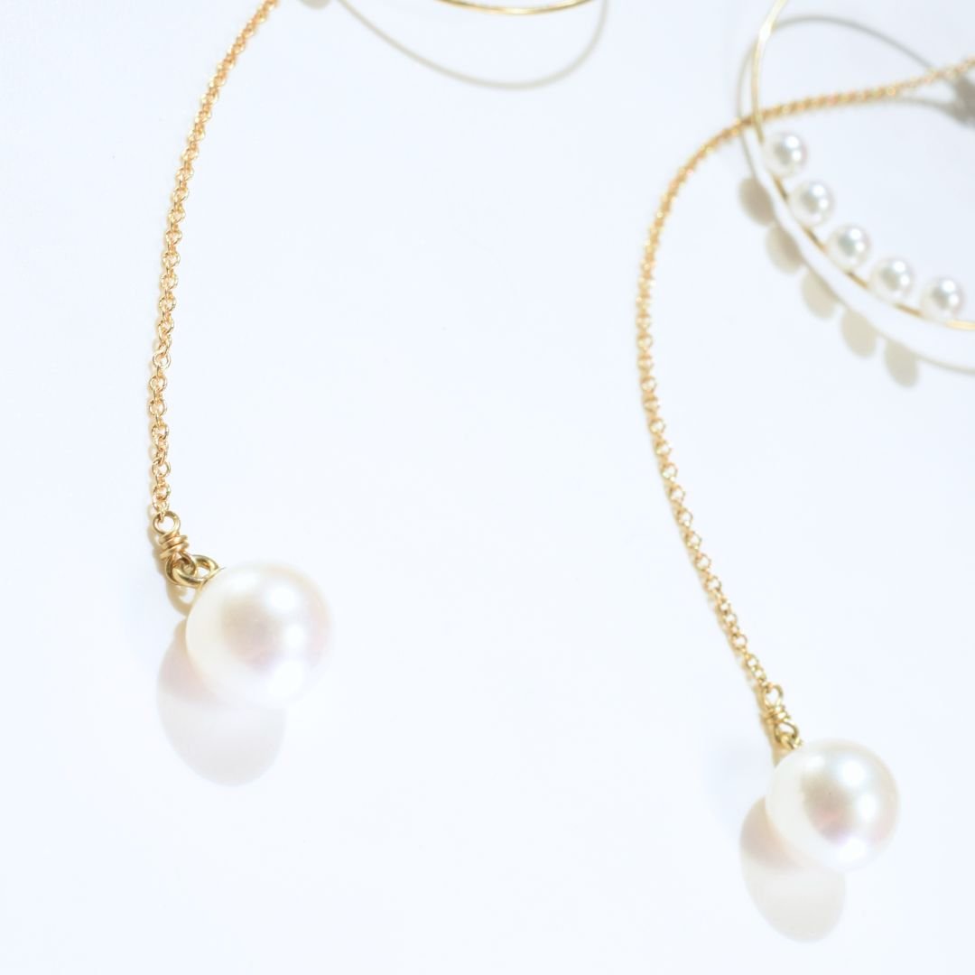 14k Five Pearl Hoop Earrings with Pearl Drop (4).jpg