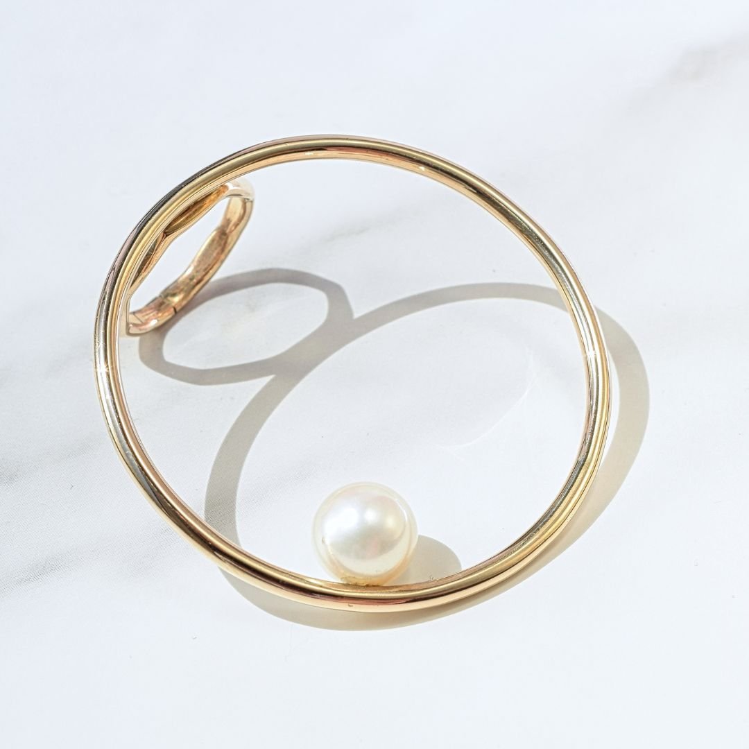 Unique Large Open Circle Gold Ring with Pearl - Elevate Your Style ...