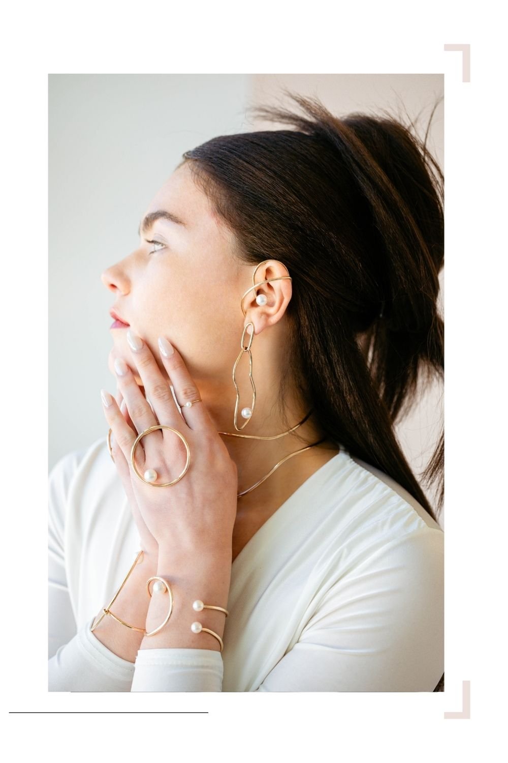 Organic Shaped Gold Single Pearl Earrings (3).jpg