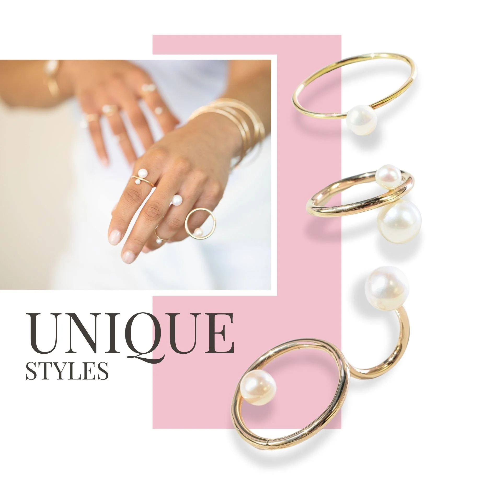 pearl and gemstone rings
