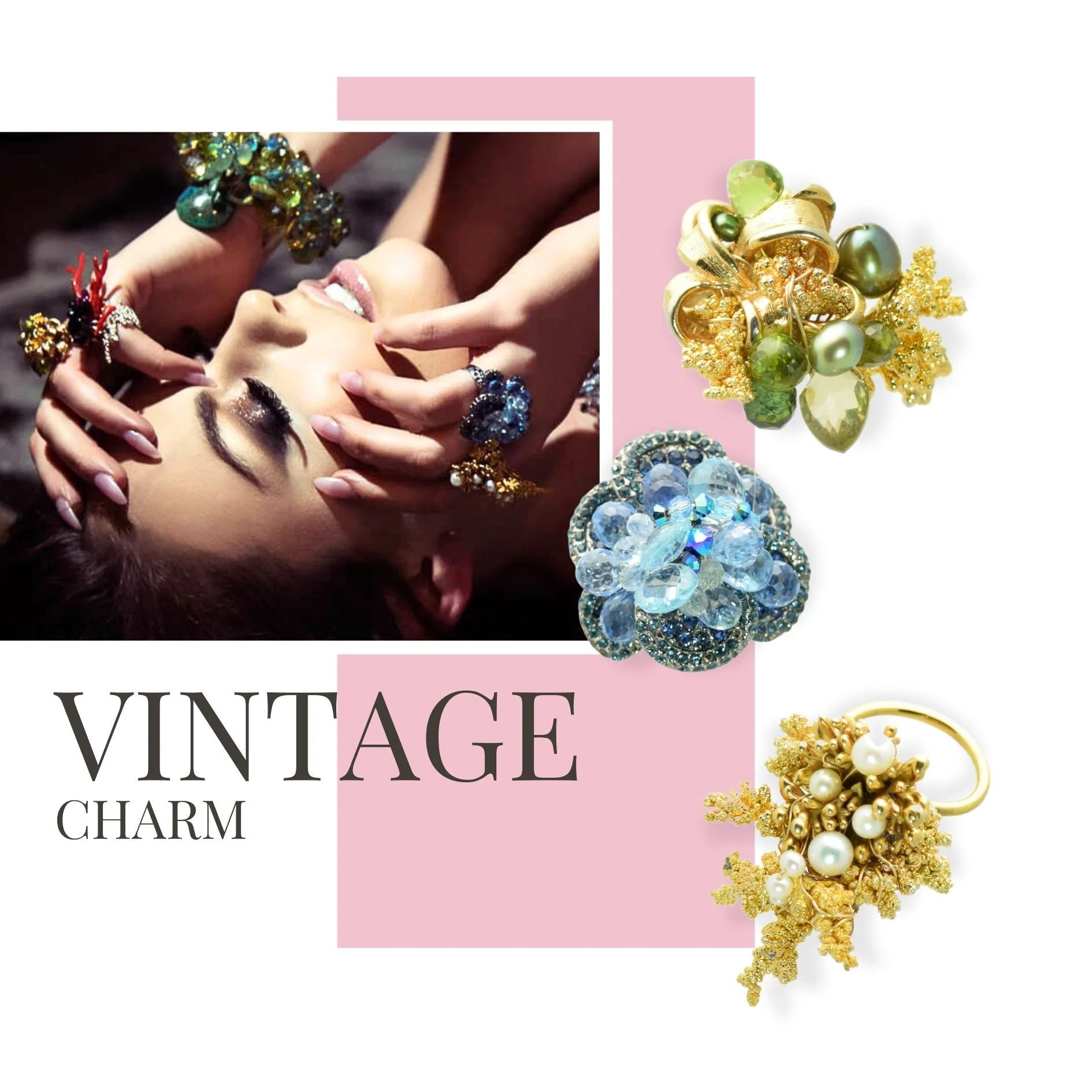 Custom vintage gemstone rings
