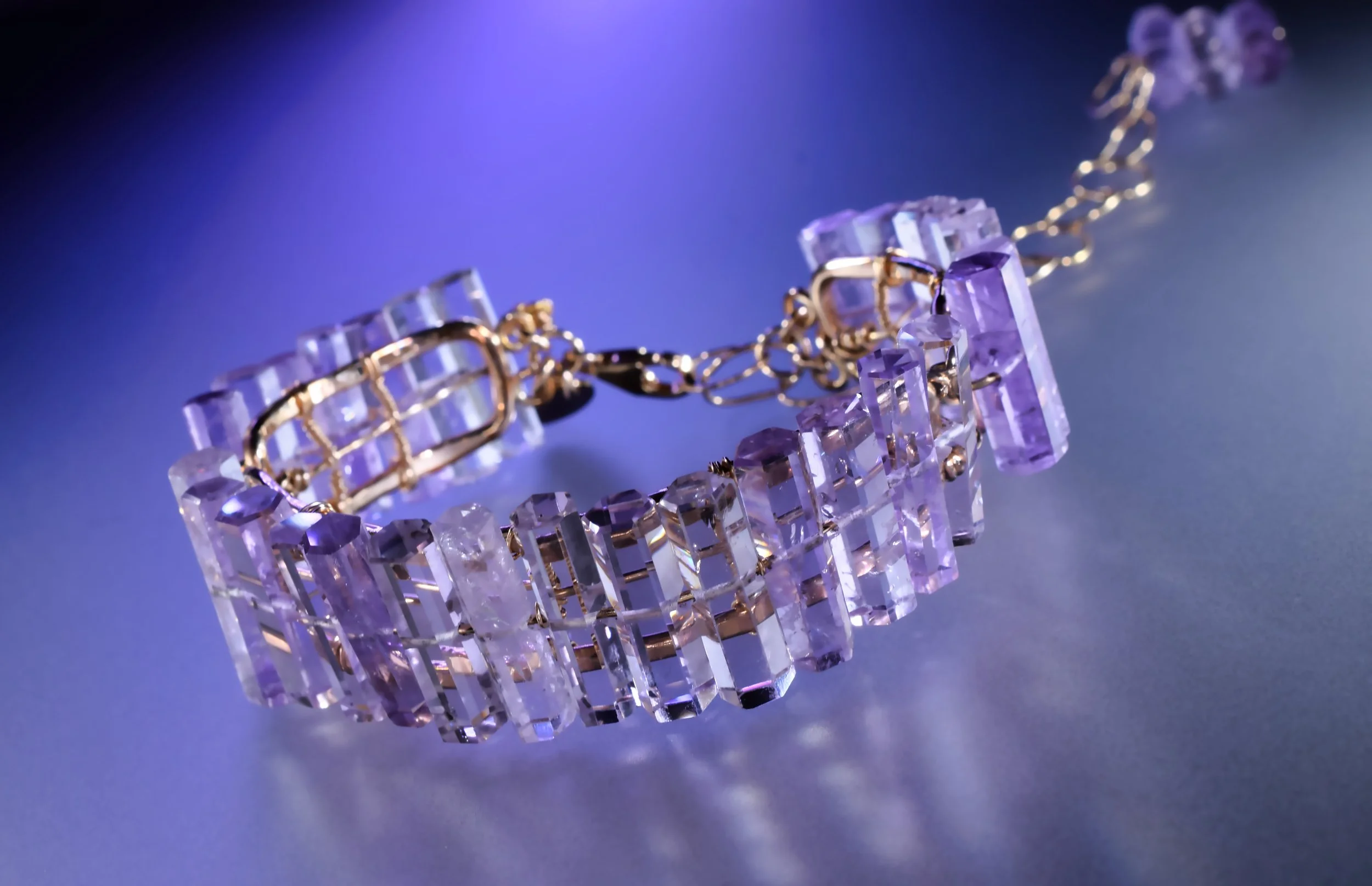 amethyst gemstone cuff bracelet by jewelry designer Andrea Li