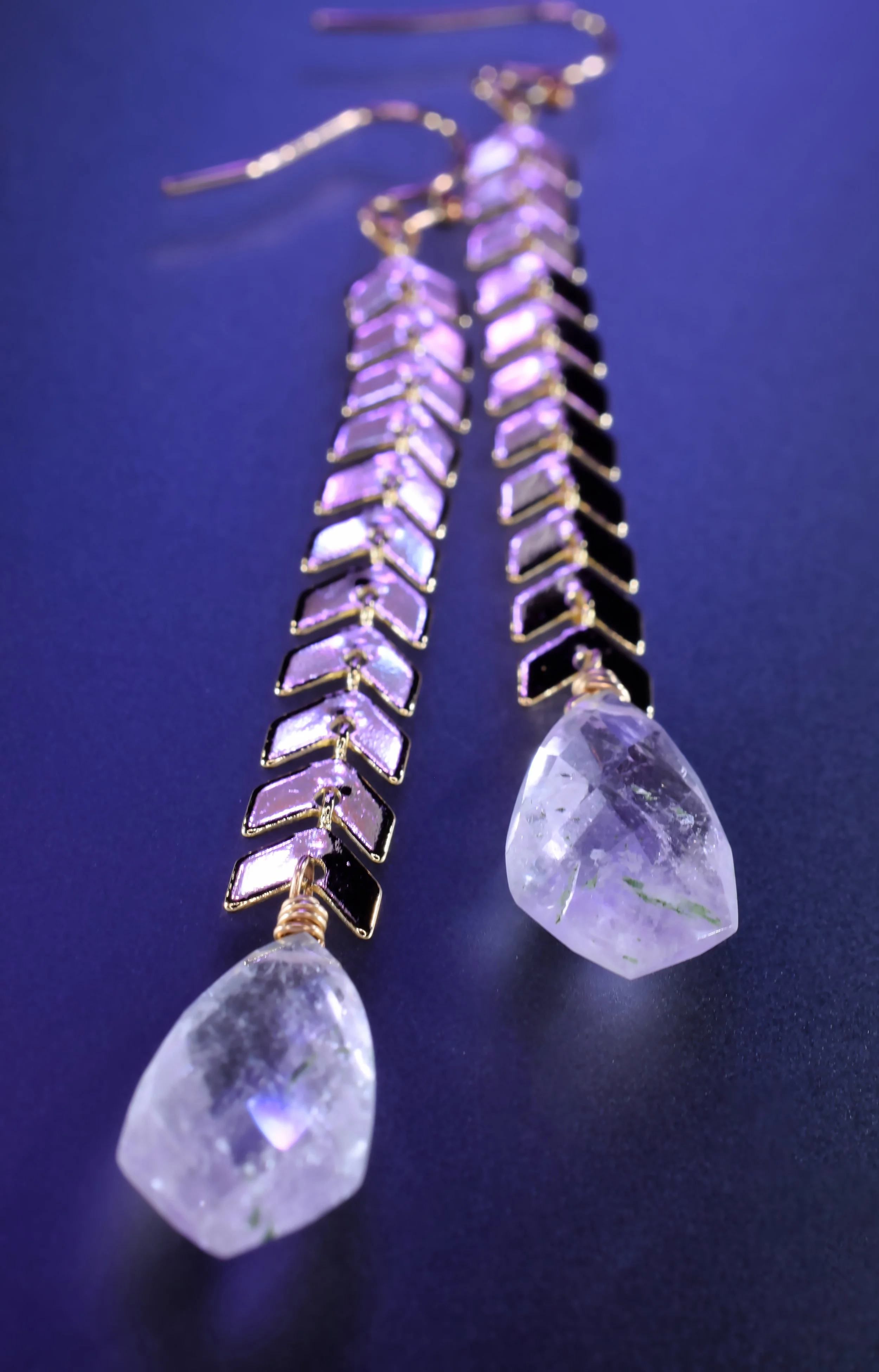 amethyst gemstone drop earrings by Andrea Li
