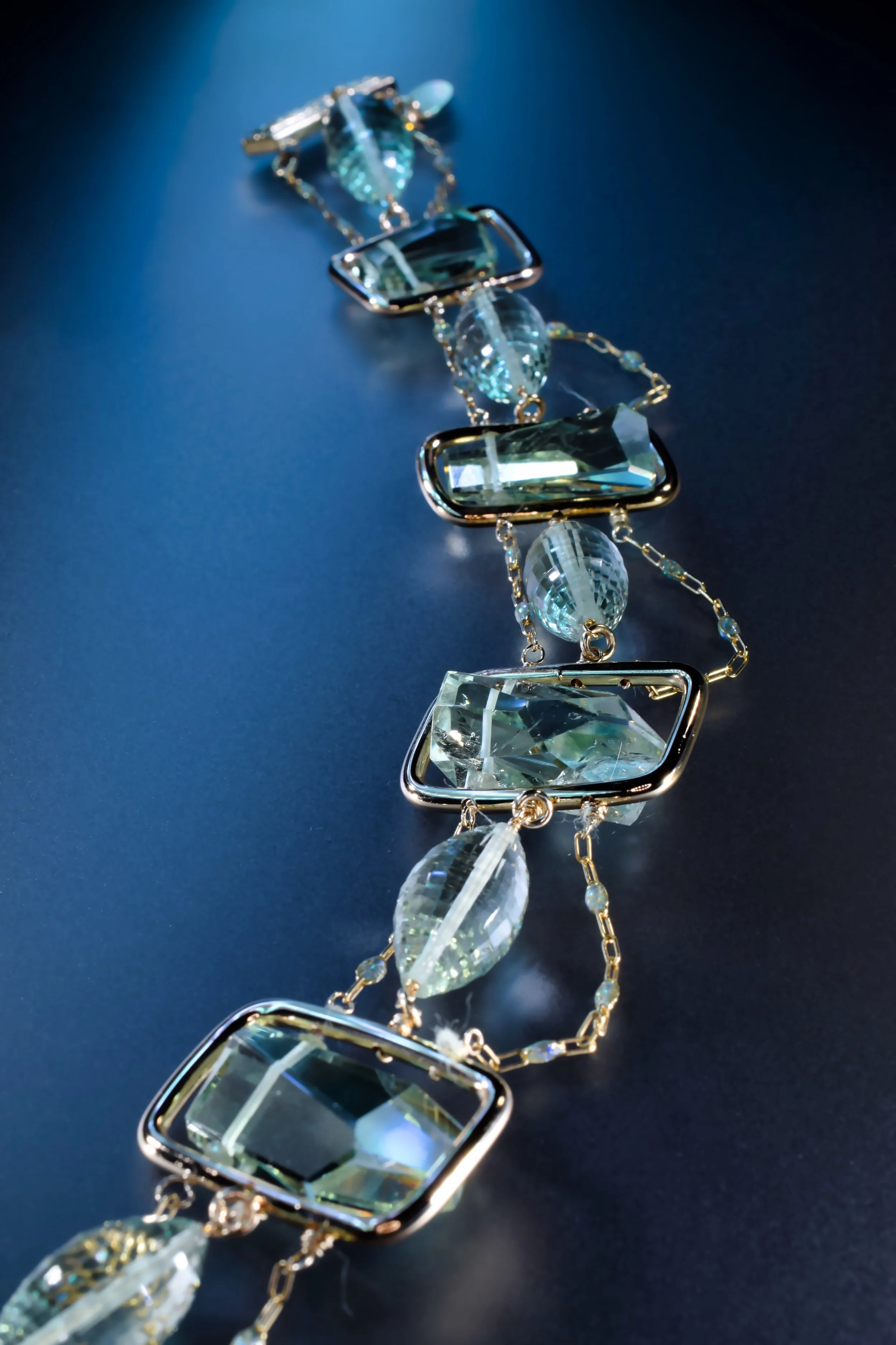 ramed prasiolite gemstone collar necklace by Andrea Li