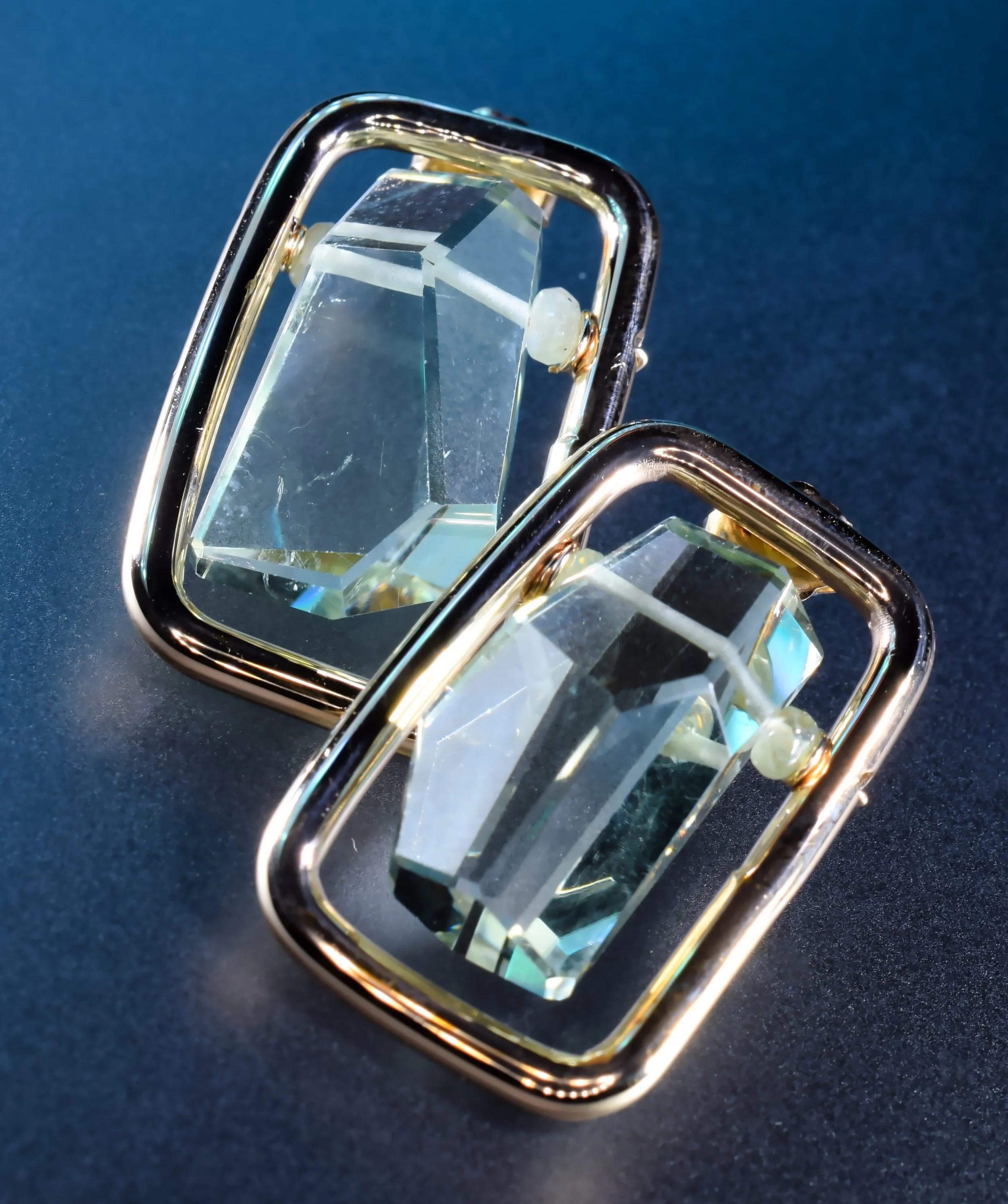 Green Amethyst Square Gemstone Stud Earrings by Andrea Li