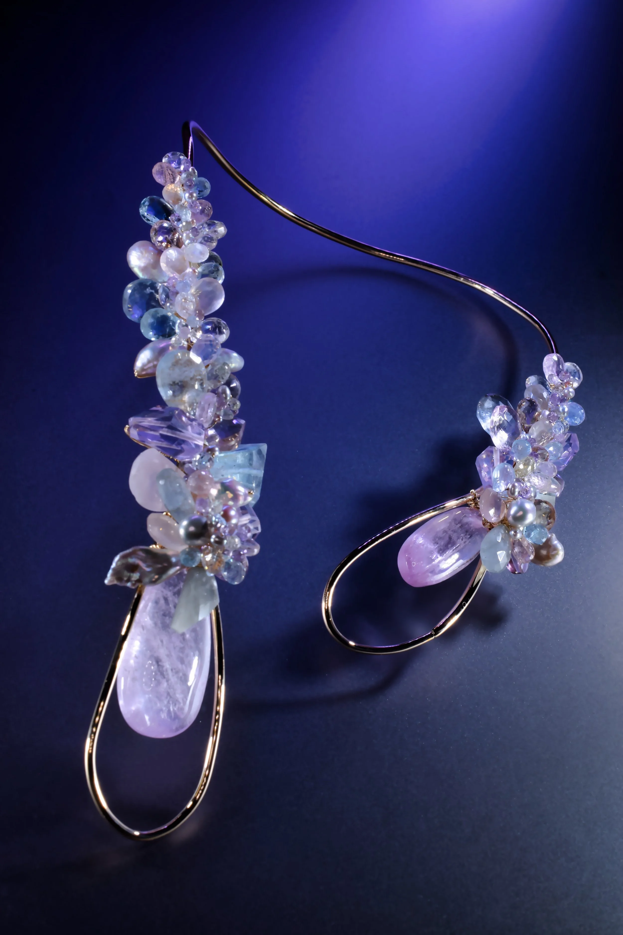 Pink kunzite pastel gemstone choker necklace by jewelry designer Andrea Li