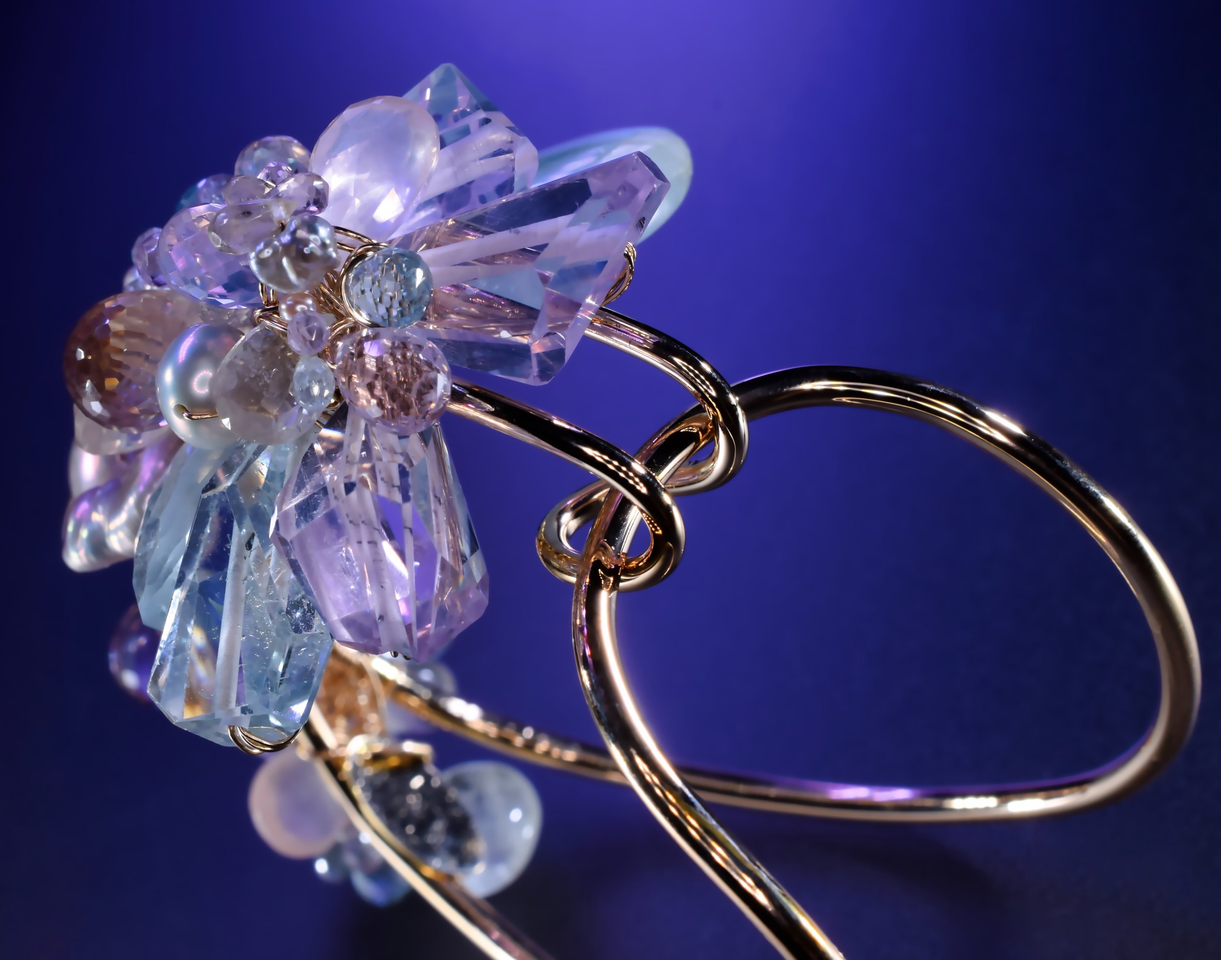 Statement pastel gemstone cuff bracelet by artist Andrea Li