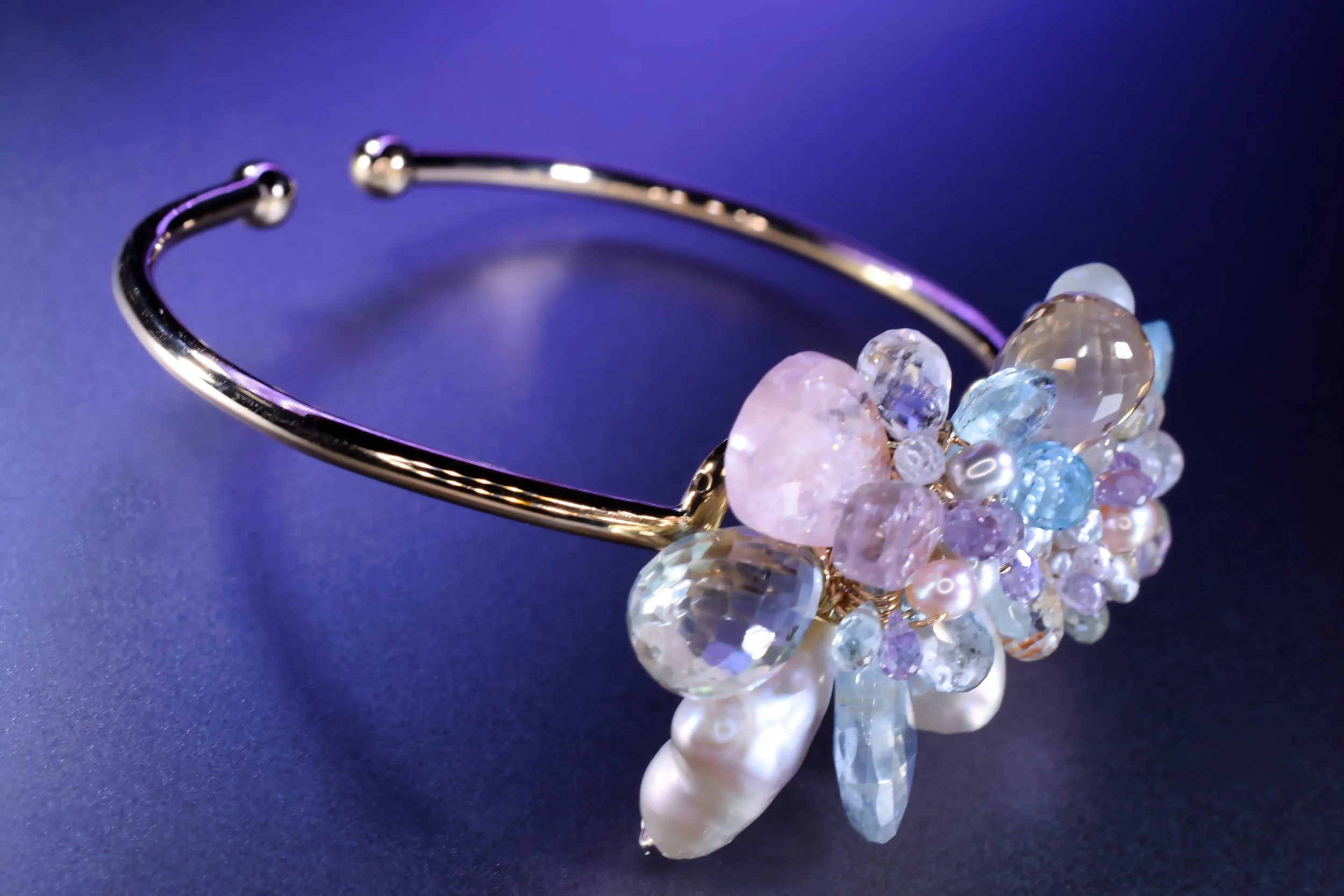 gold pastel gemstone bracelet by designer Andrea Li