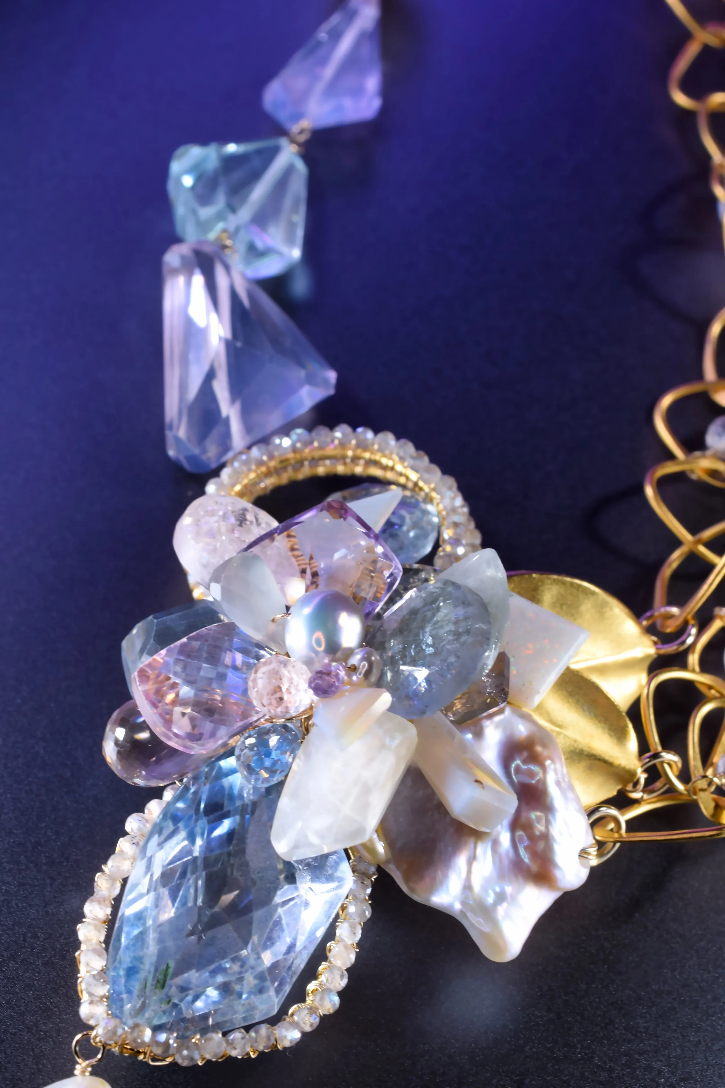 Pastel gemstone multi-chain drop necklace by Andrea Li