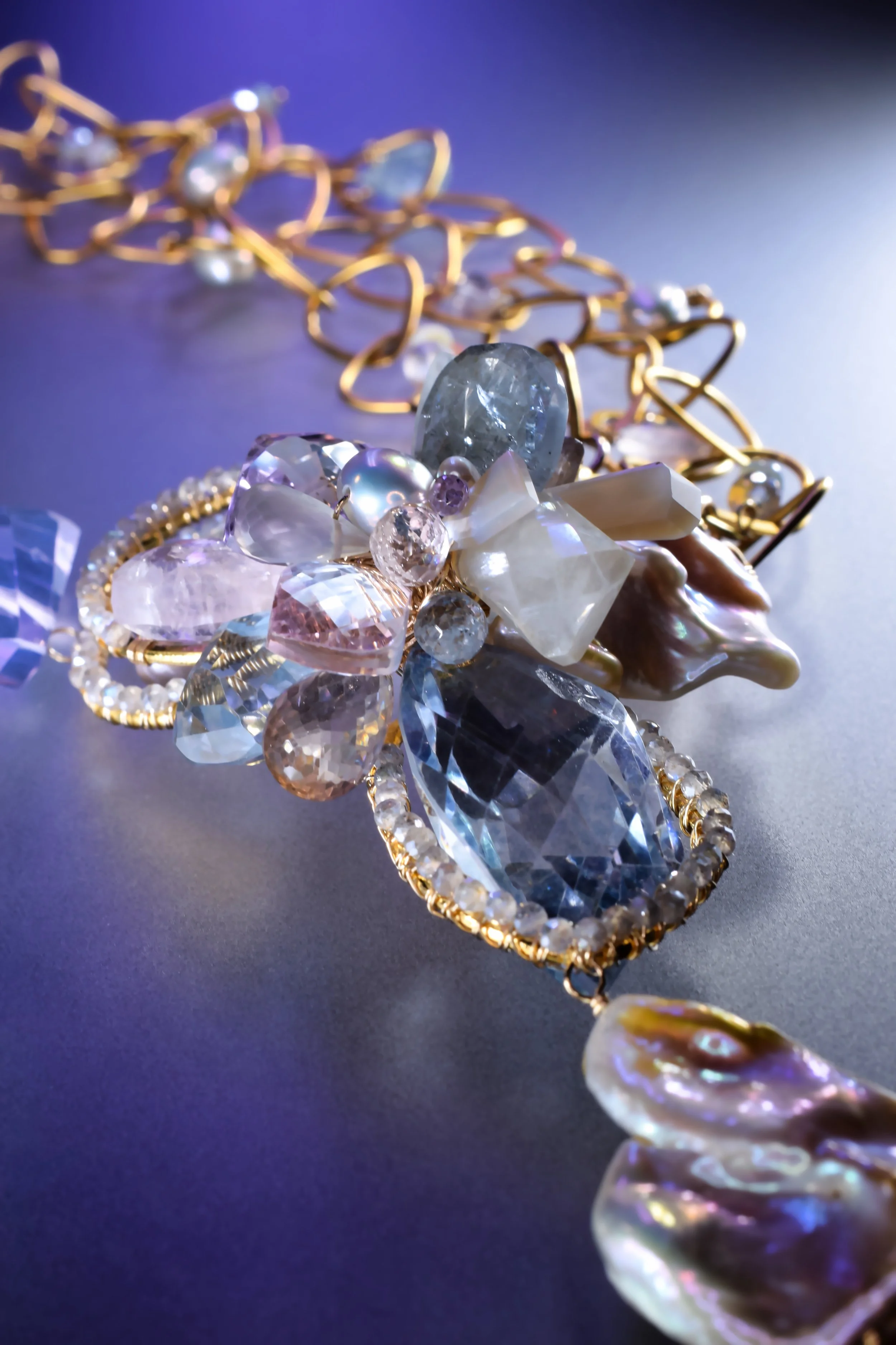 Andrea Li jewelry designer pastel gemstone art necklace