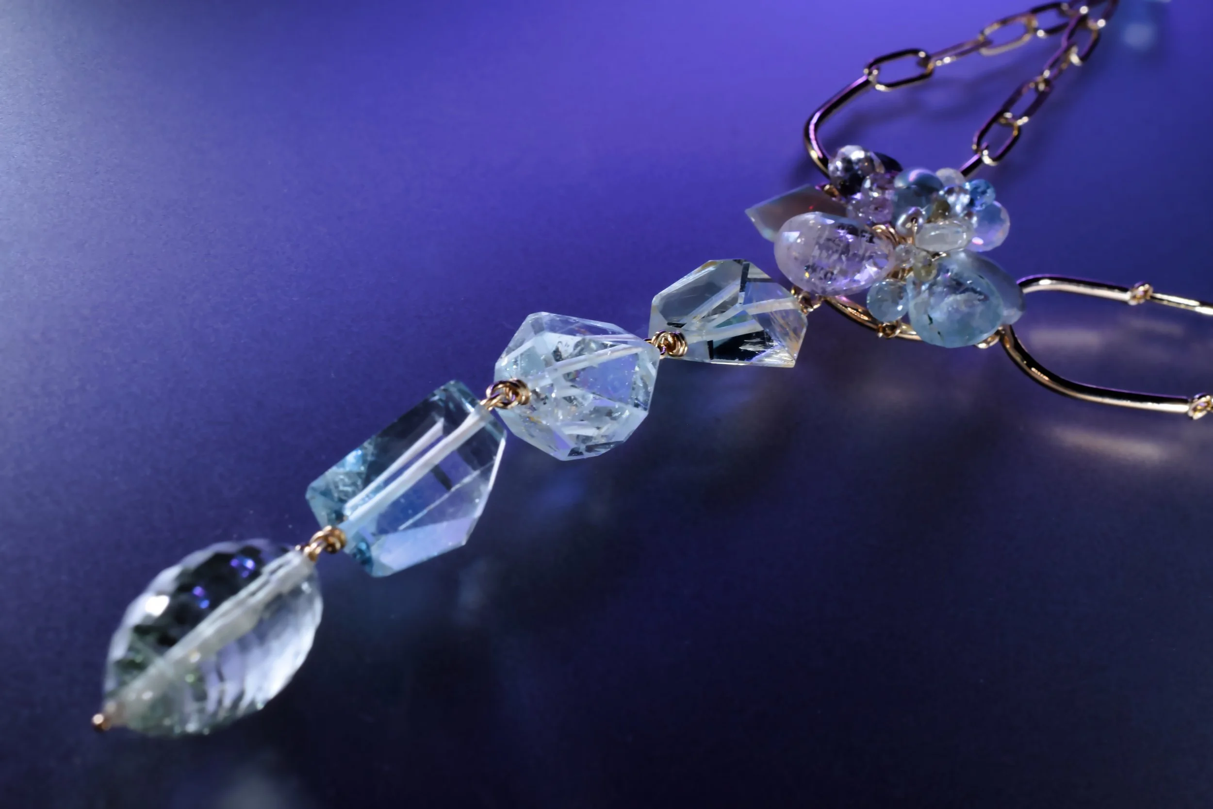 Andrea Li statement necklace with gemstone cluster