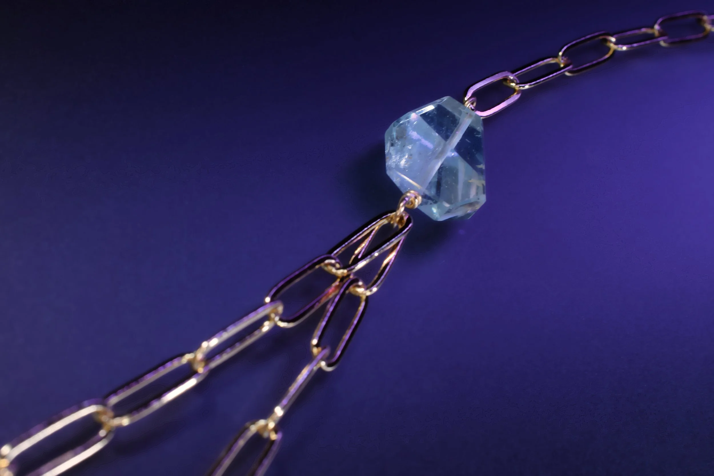 Aquamarine and topaz necklace handmade by jewelry designer