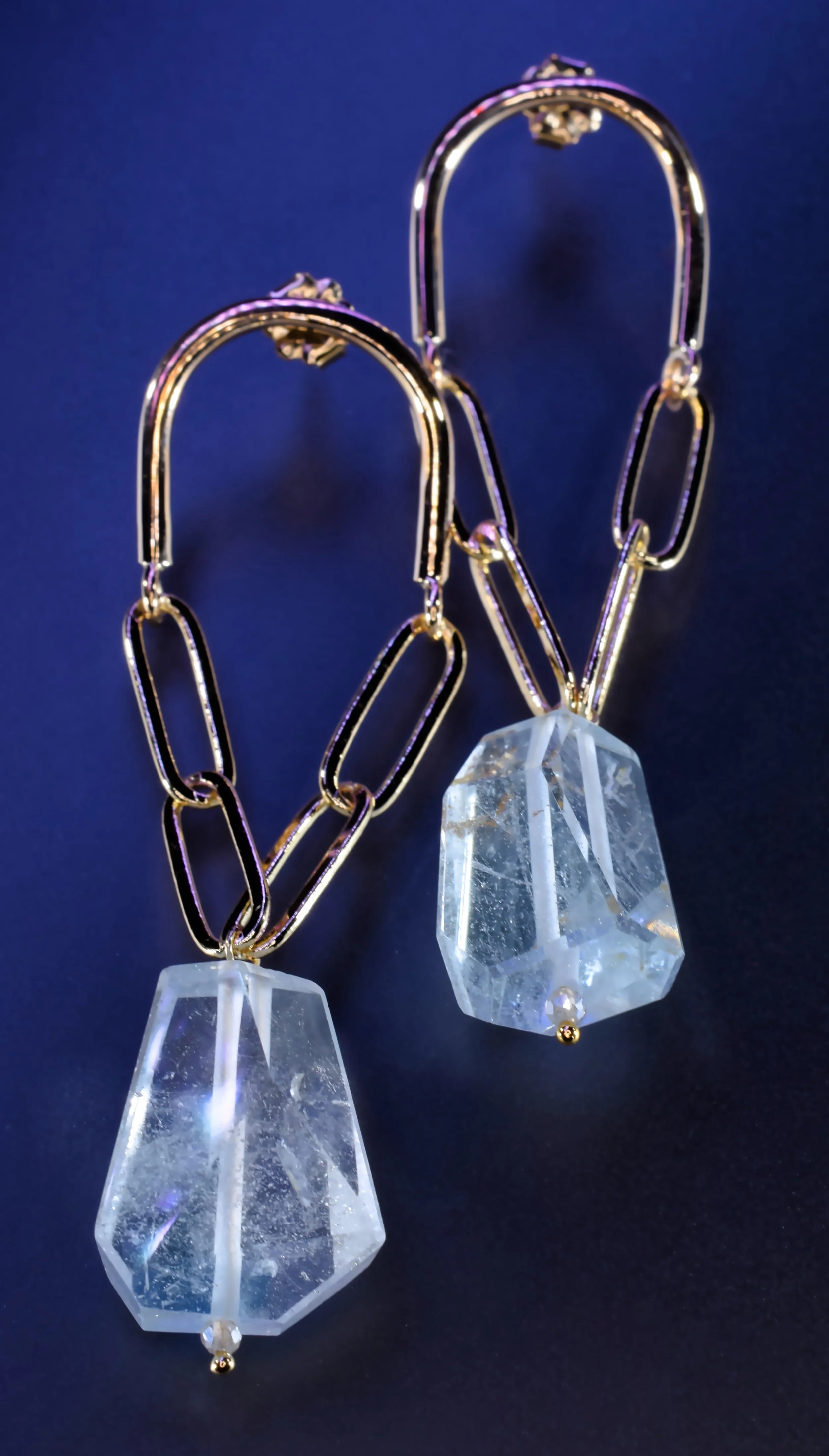 Minimalist gemstone earrings with recycled gold-filled components