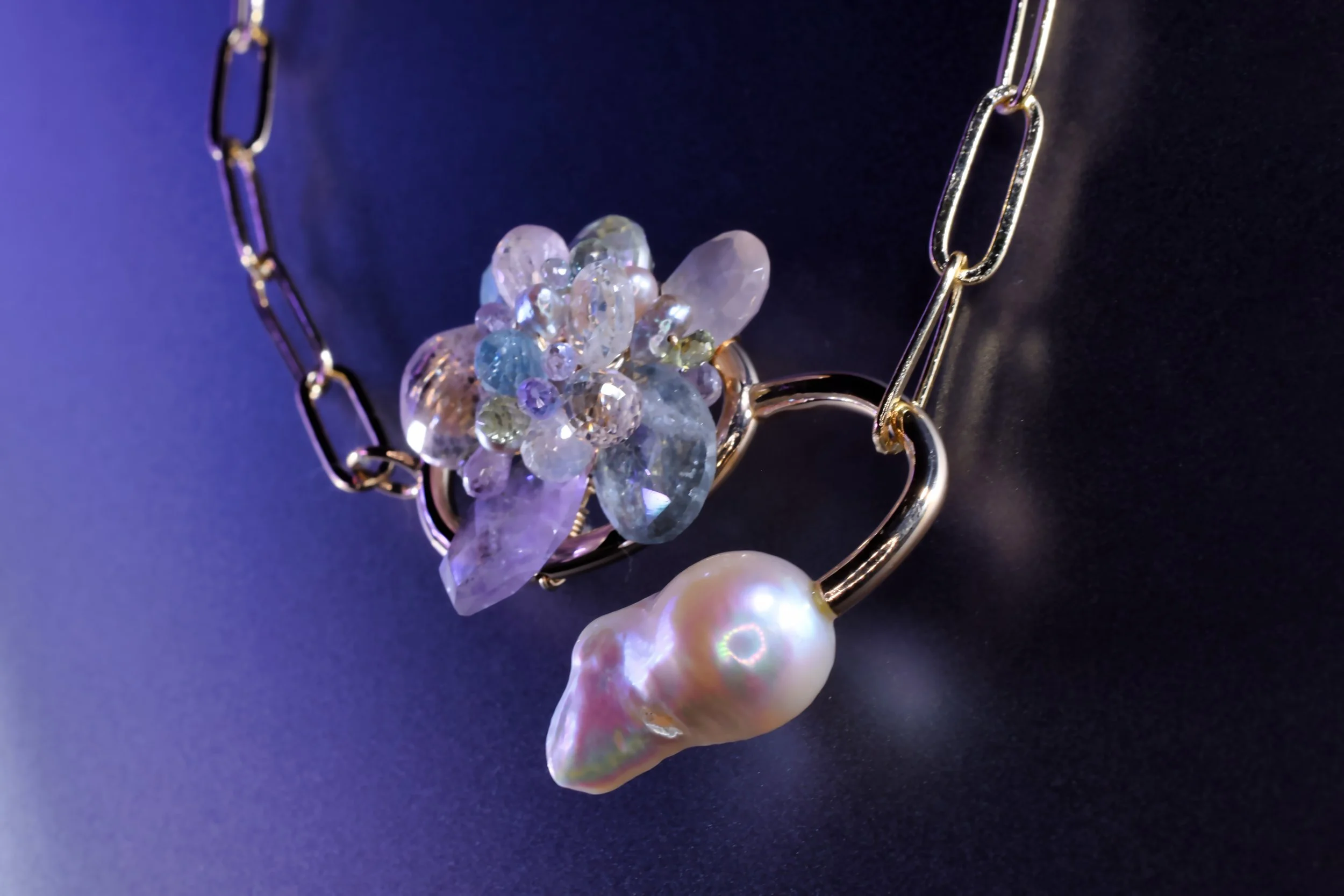 pastel gemstone necklace by designer Andrea Li