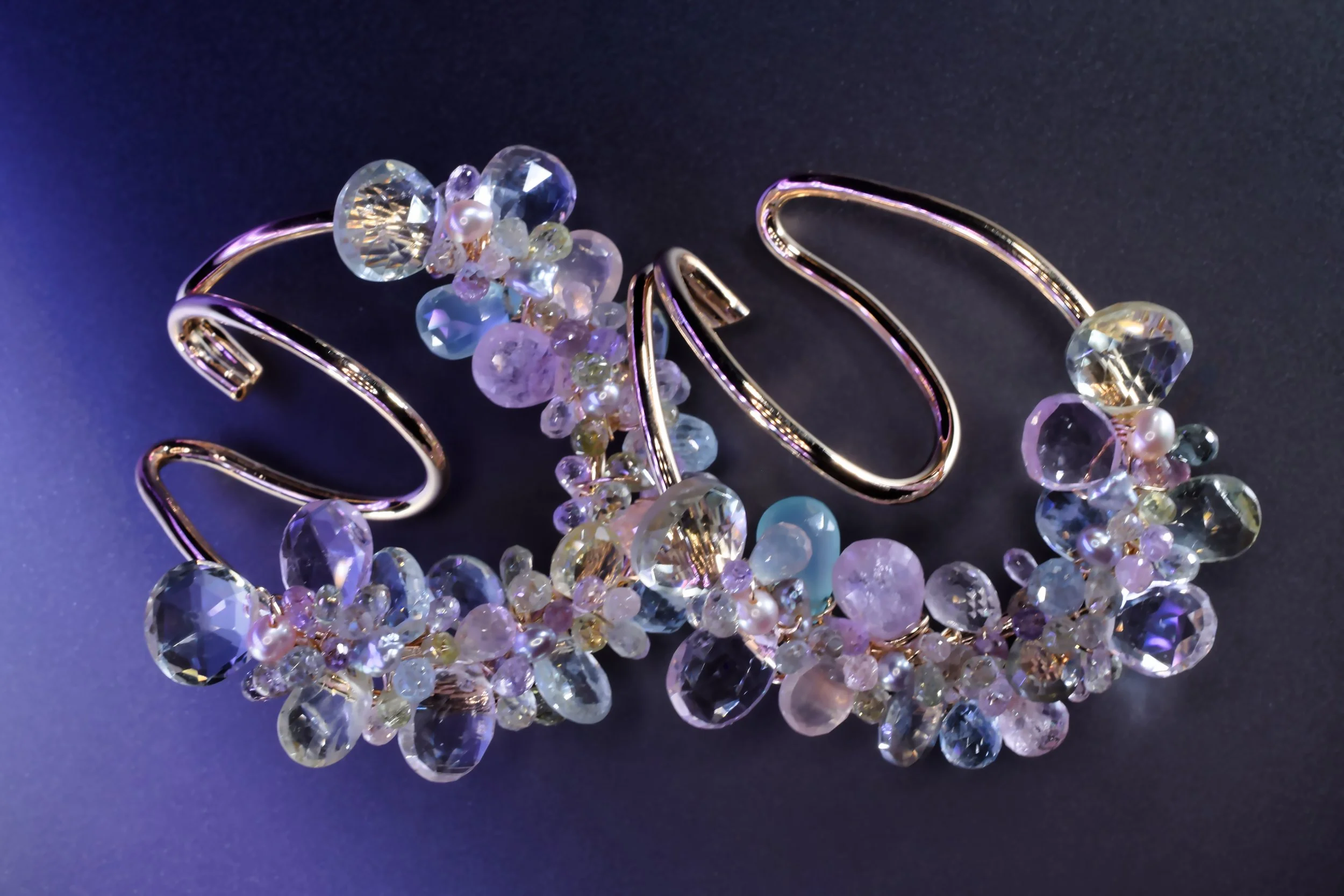 pastel gemstone gold ear cuff no piercing earrings