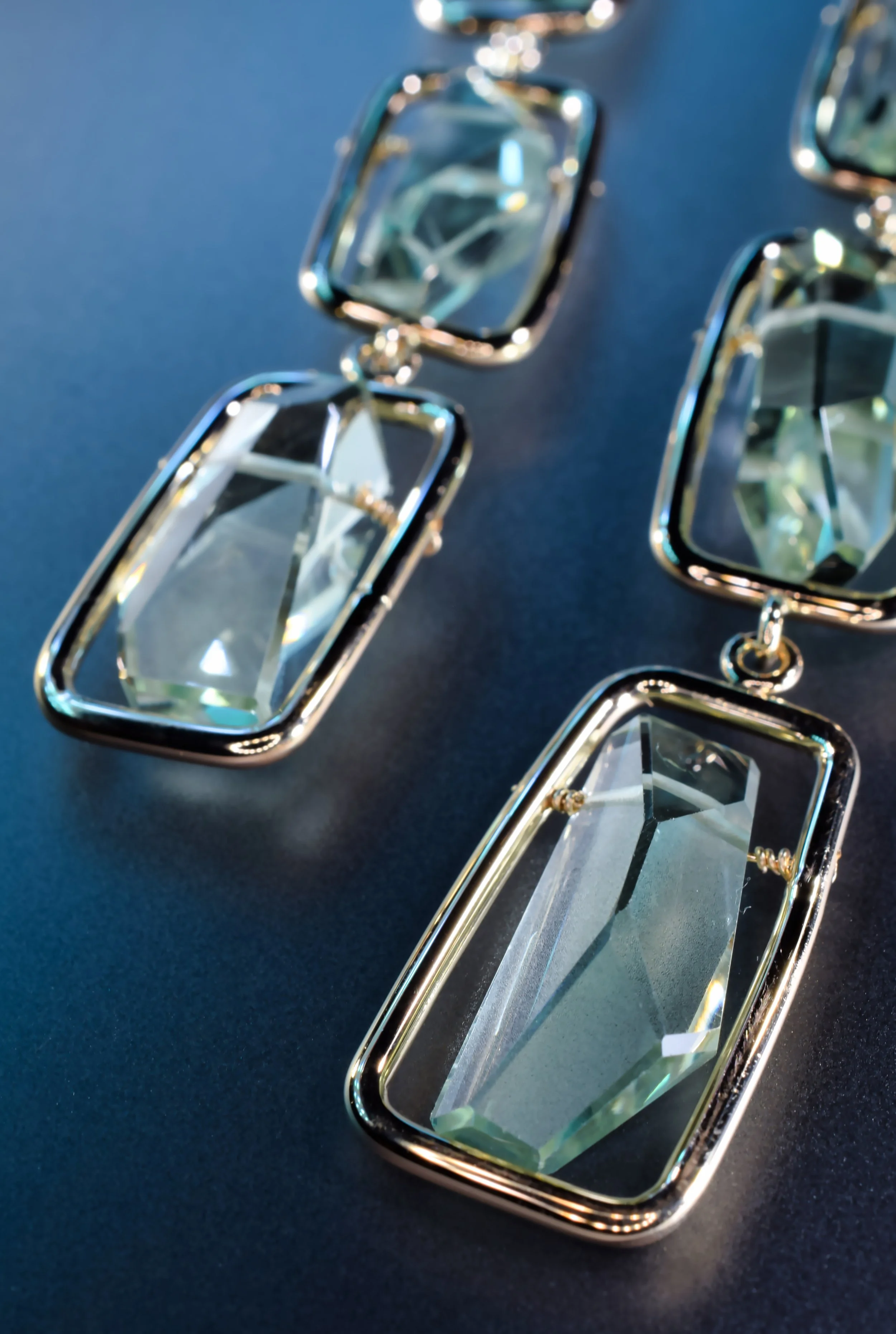 Modern green amethyst earrings with recycled components