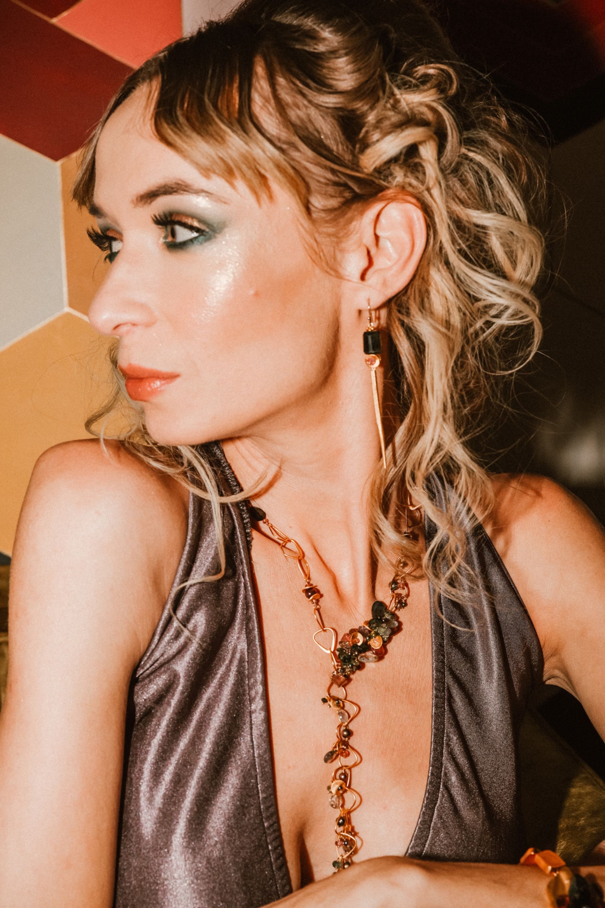 model wearing tourmaline jewelry