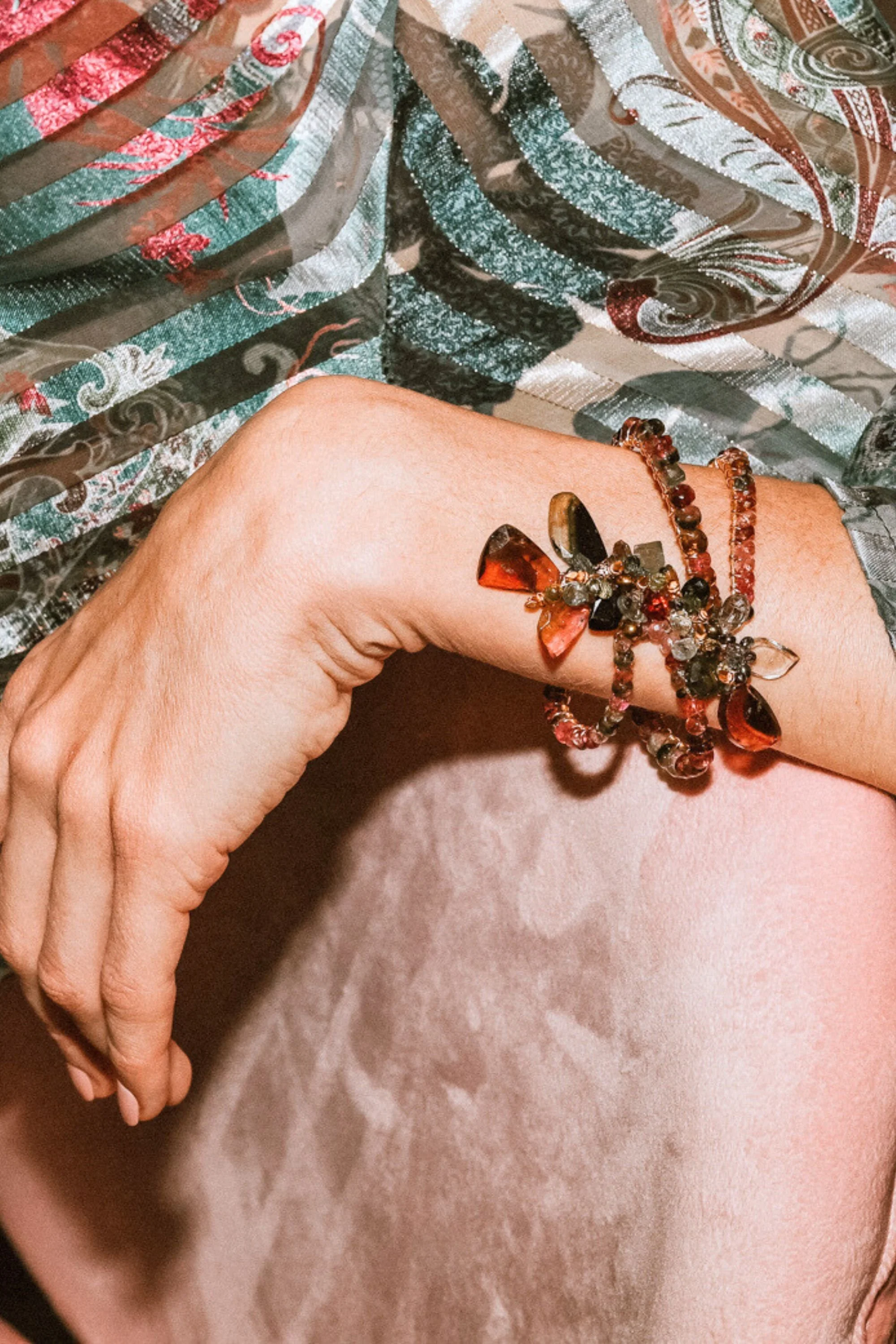 model wearing tourmaline jewelry