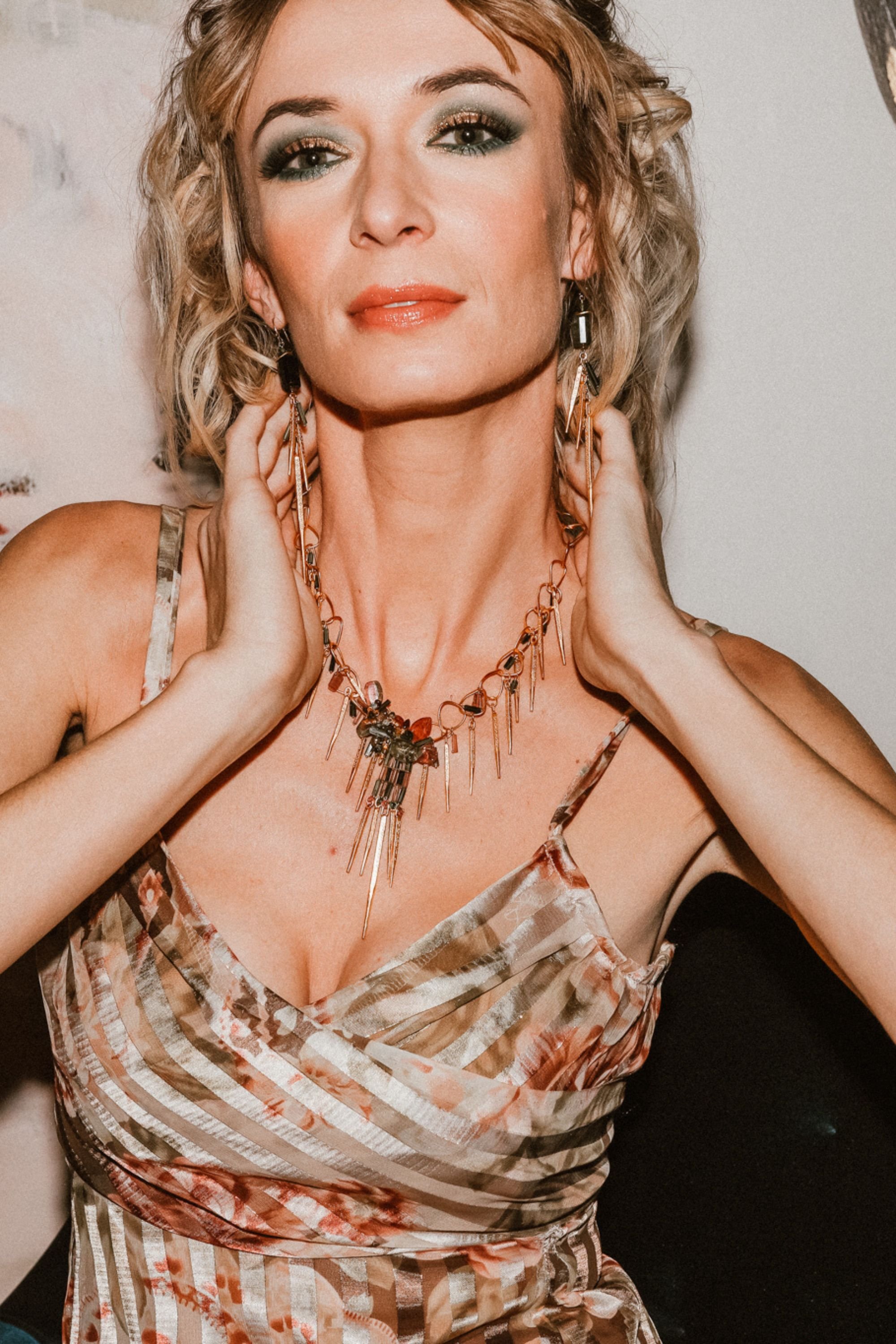 model wearing tourmaline jewelry