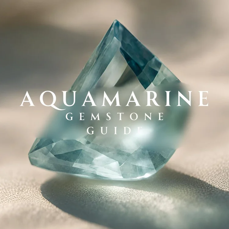 an aquamarine gemstone sparkling in the sunlight on a minimal background