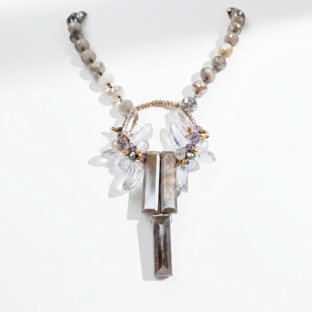 moonstone and pink amethyst necklace