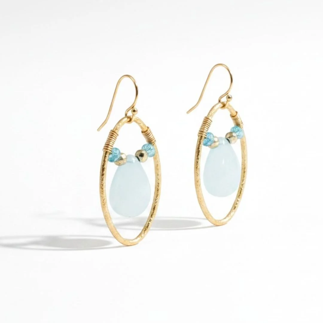 peruvian chalcedony and apatite earrings