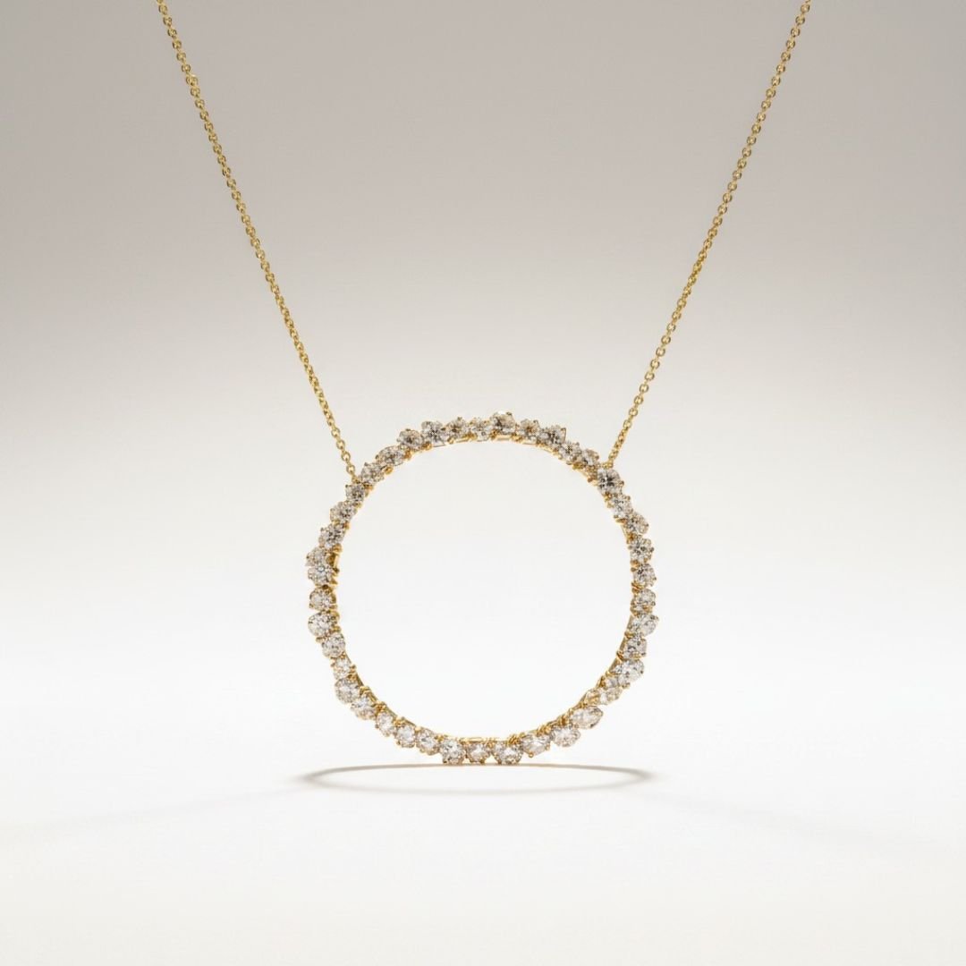Herkimer diamond circle pendant necklace