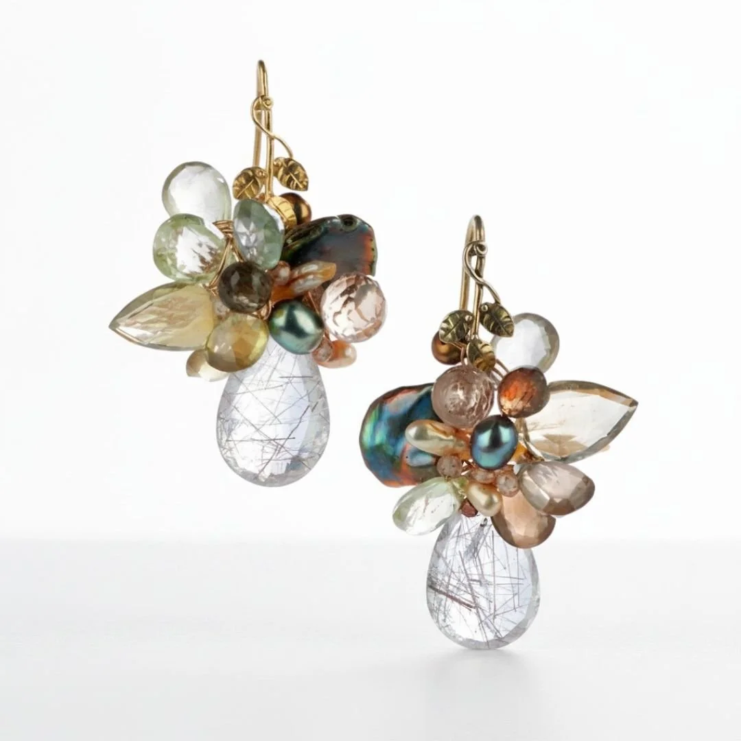 rutile and gemstone earrings